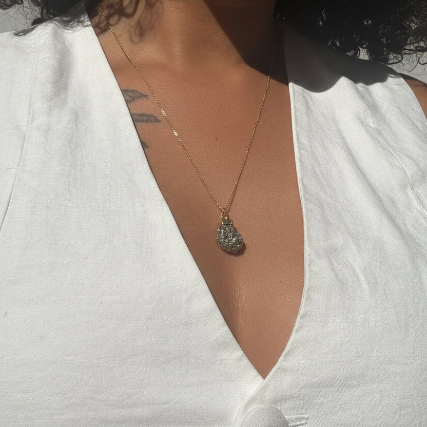 Pyrite Raw Drop Pendant - Sterling Silver