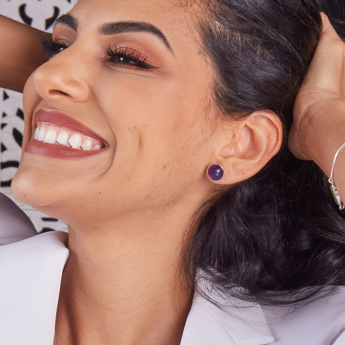 Amethyst Cabochon Earrings