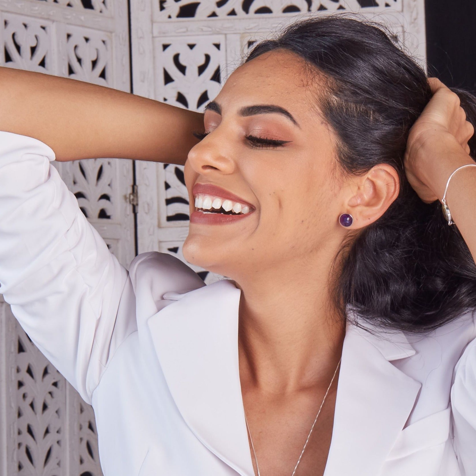 Amethyst Cabochon Earrings