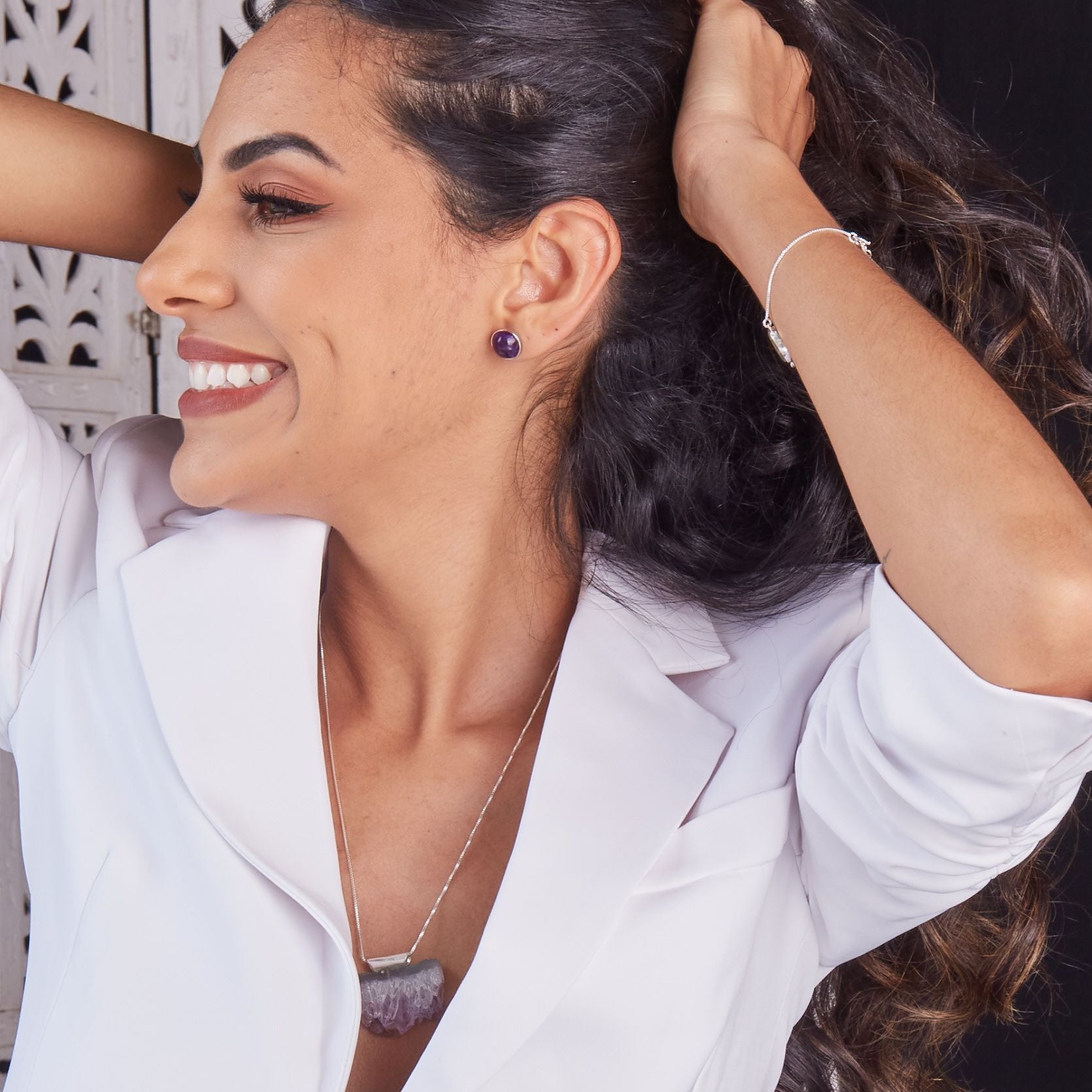 Amethyst Cabochon Earrings