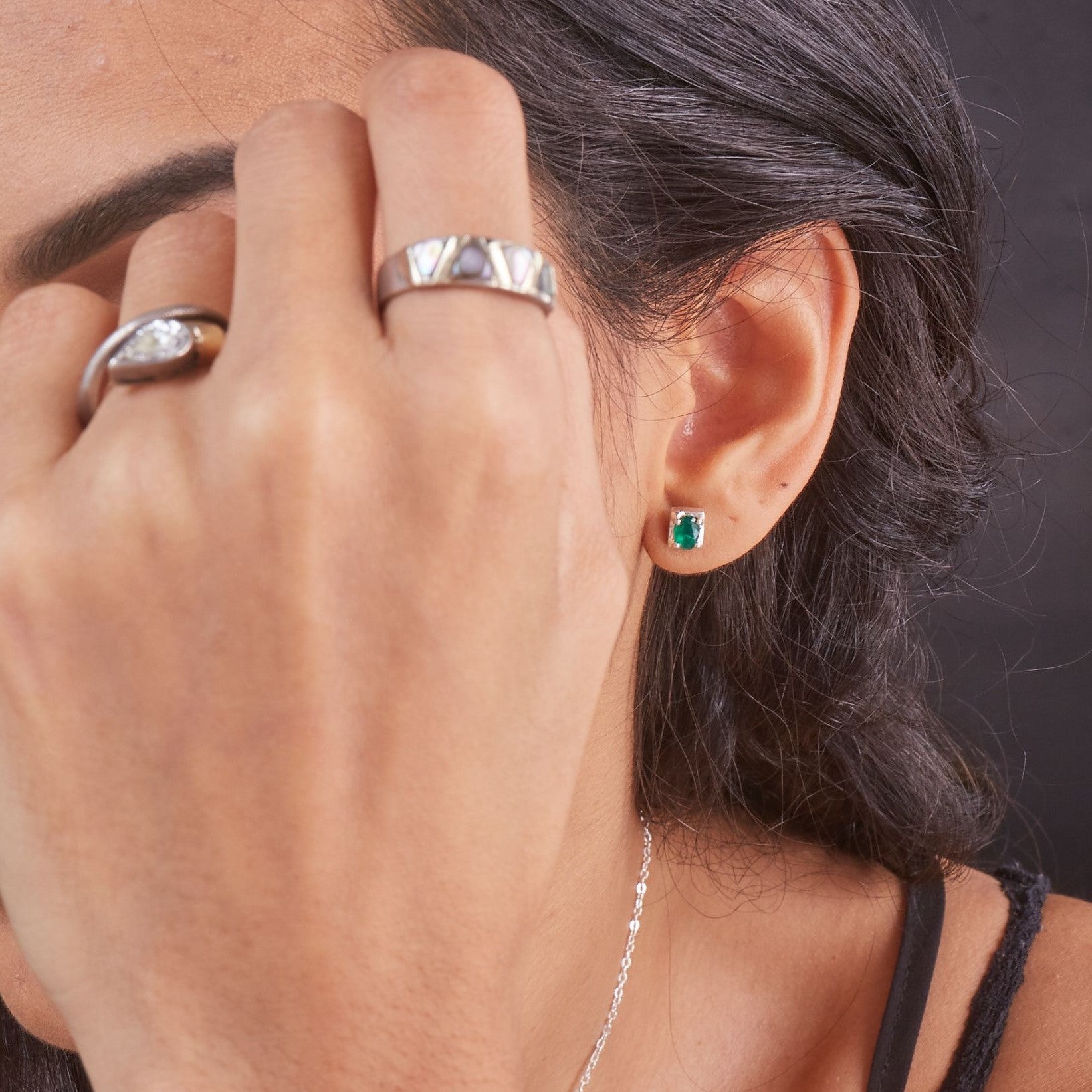 Crystal Earrings in Amethyst & Chrysoprase - Sterling Silver