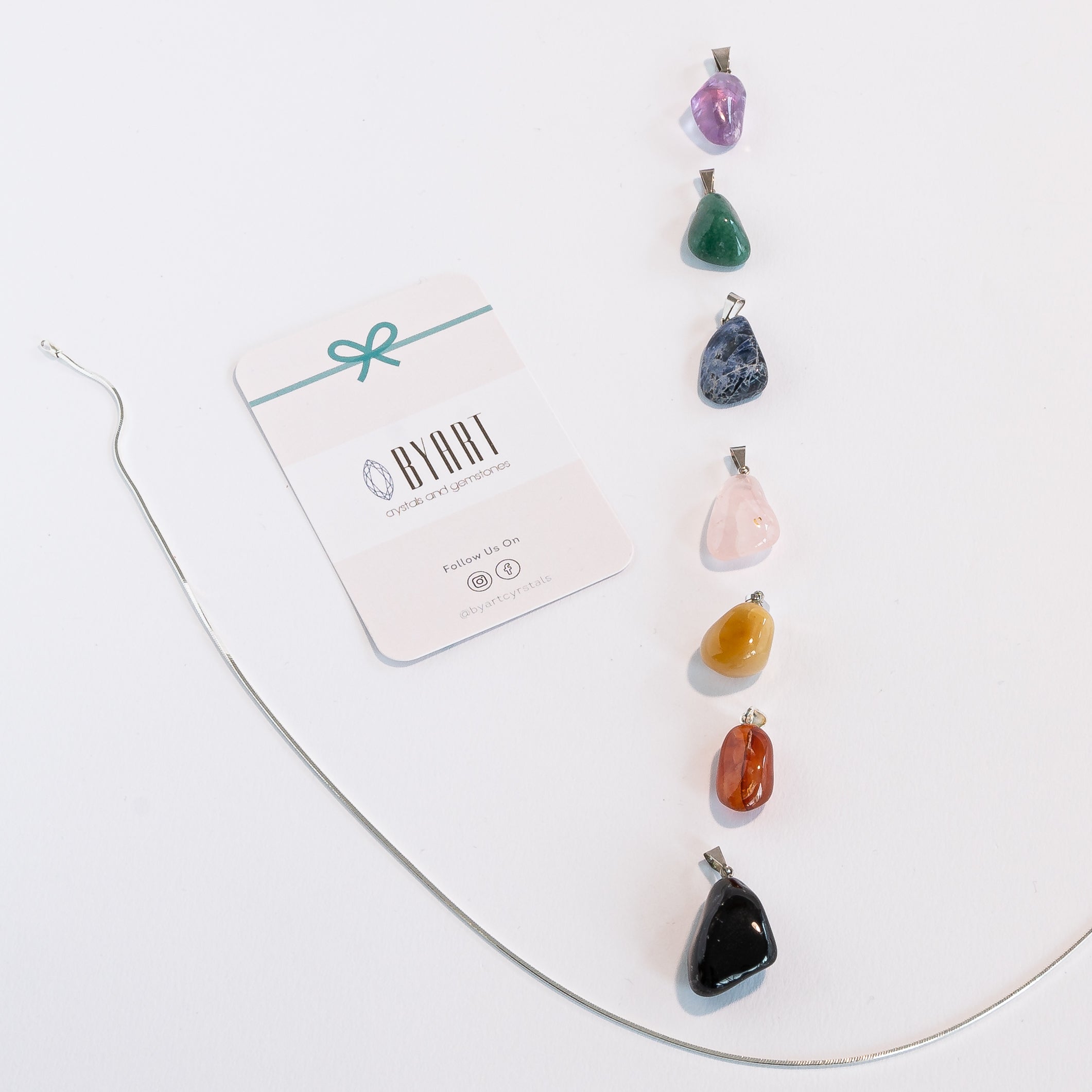 Tumbled 7 Chakras Pendants Set