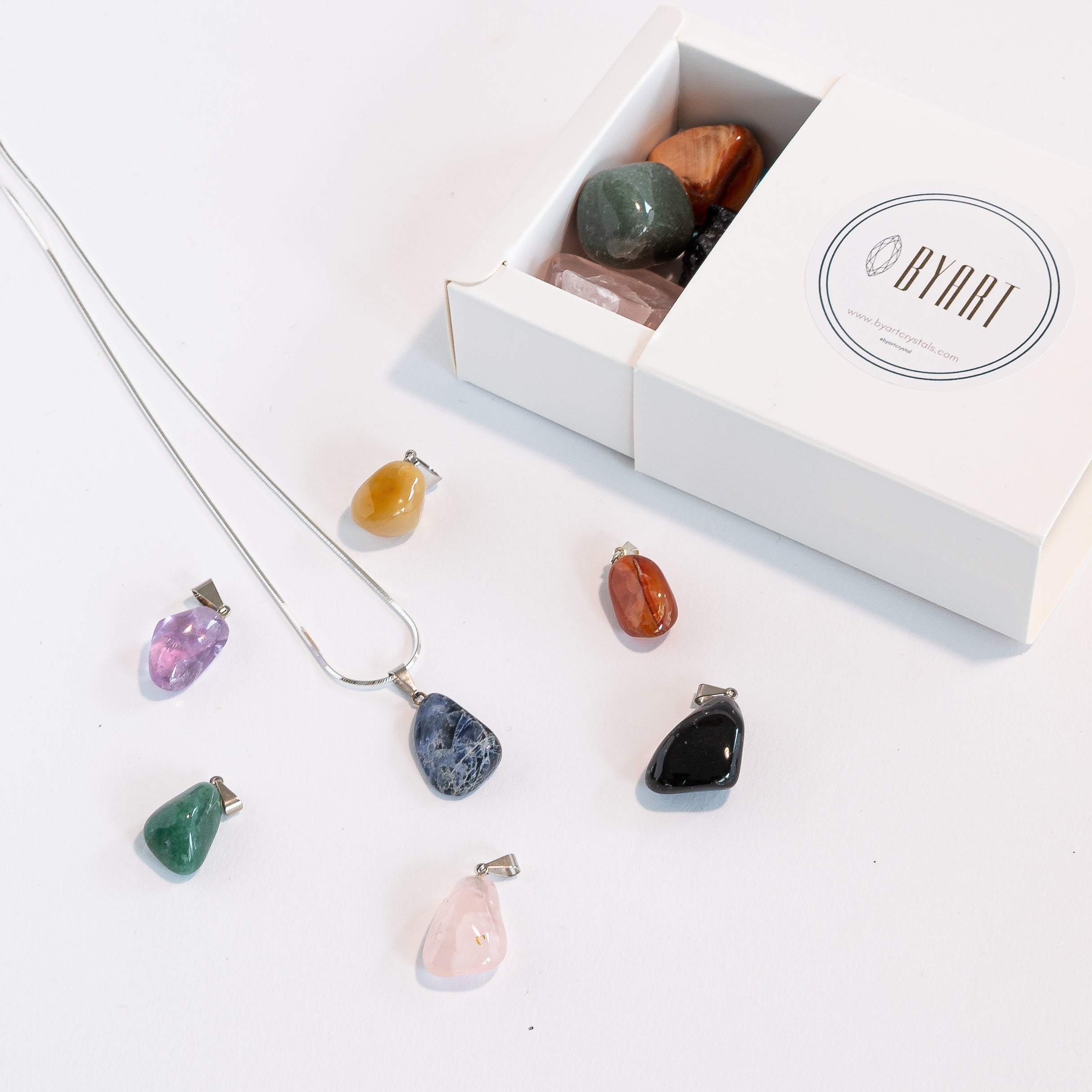 Tumbled 7 Chakras Pendants Set