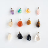 Various Tumbled Stones Pendants - Silver Plated