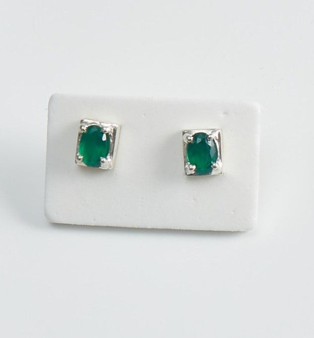 Crystal Earrings in Amethyst & Chrysoprase - Sterling Silver