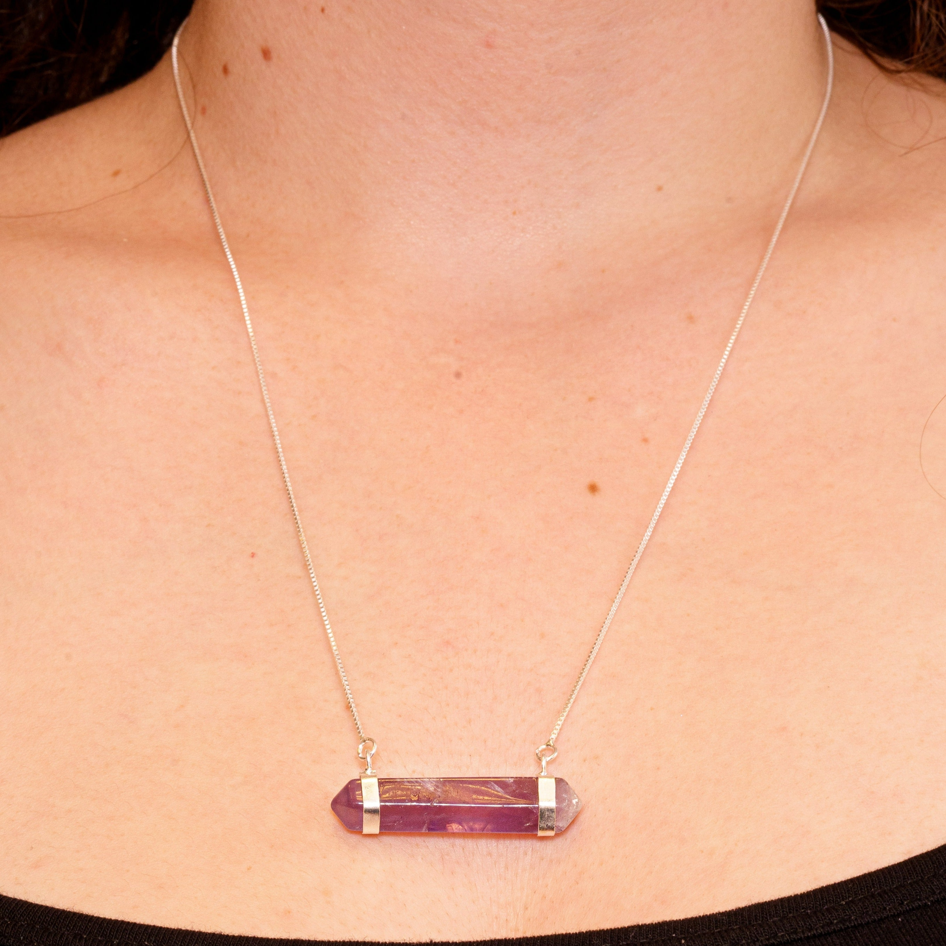 Various Stones - Two Pointed Horizontal - Necklace - Silver Plated