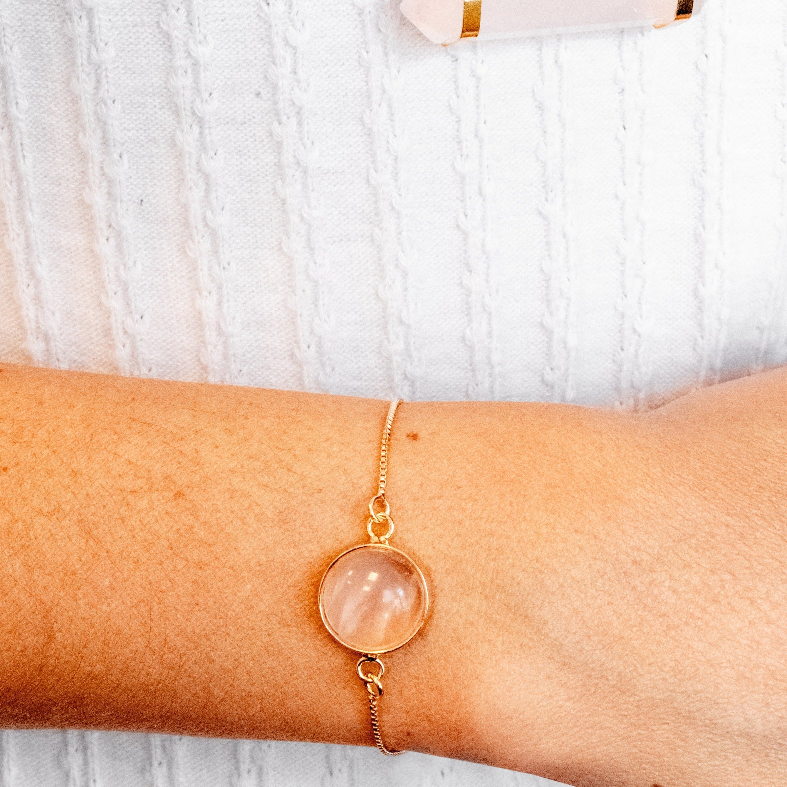 Amethyst & Rose Quartz - Mini Moon - Bracelet - Gold Plated