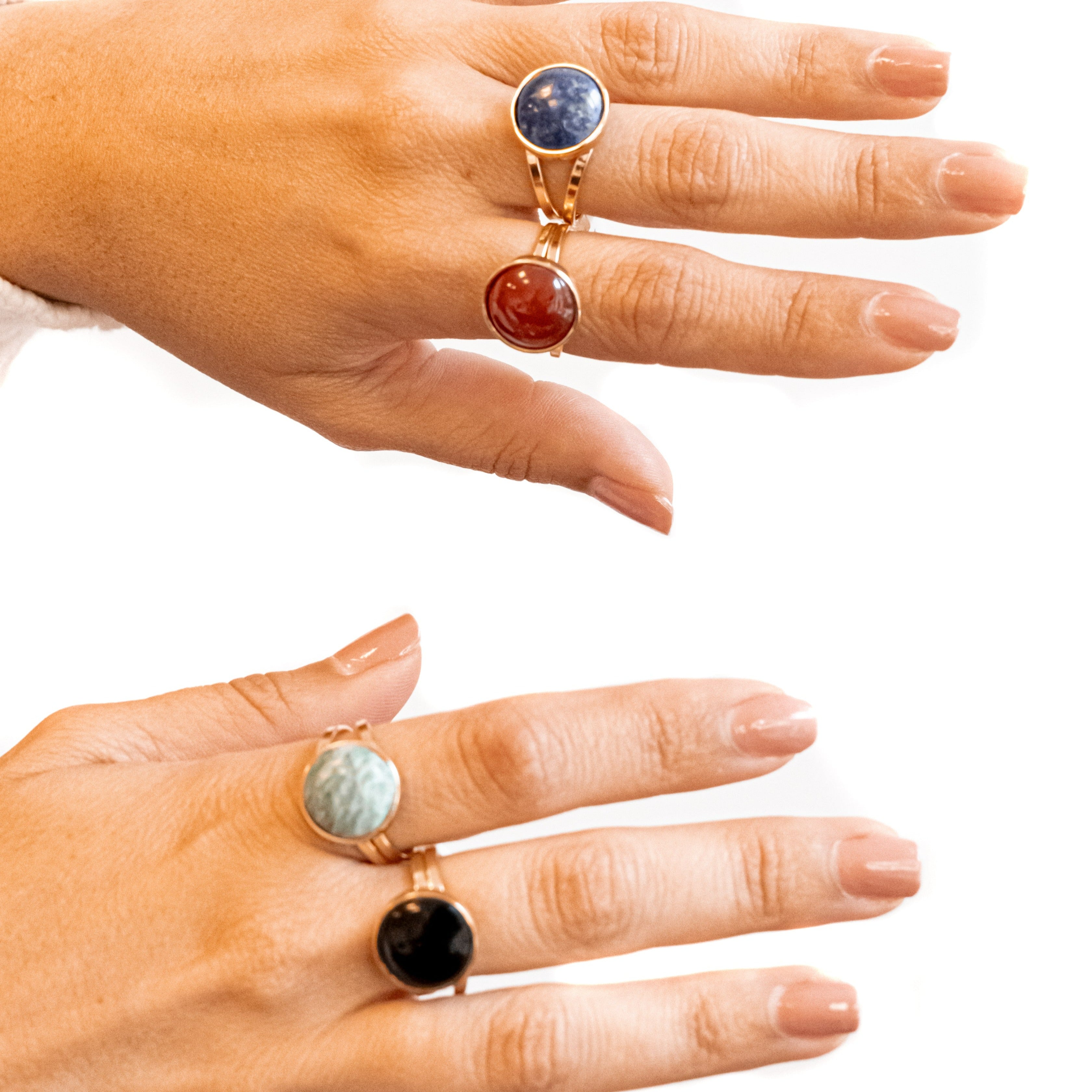 Crystal Cabuchon Adjustable Ring - Gold Plated