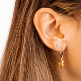 Citrine - Raw Hoop Earrings - Gold Plated