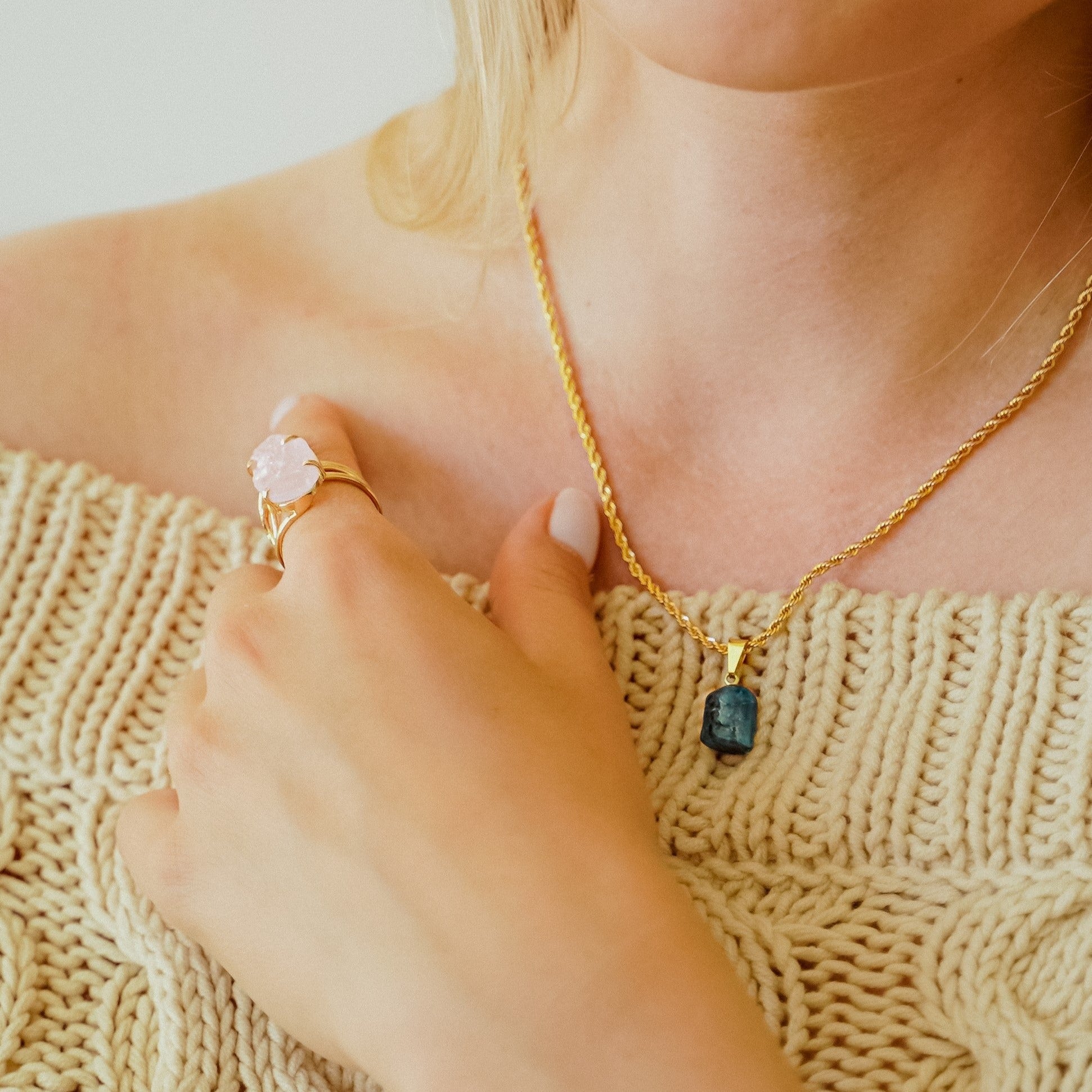 Necklace Blue Apatite - 18k Gold Plated