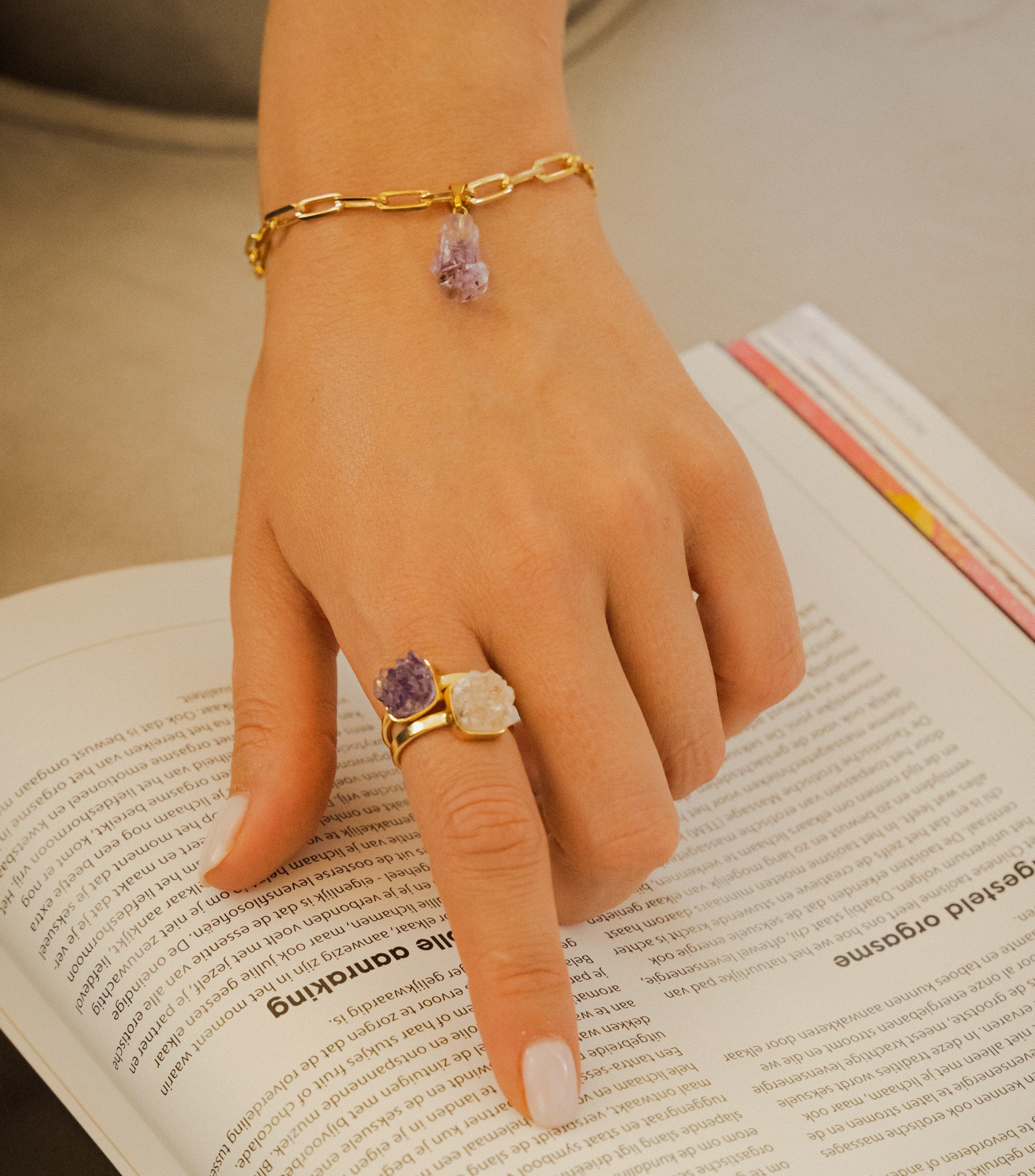 Bracelet Raw Amethyst - 18k Gold Plated