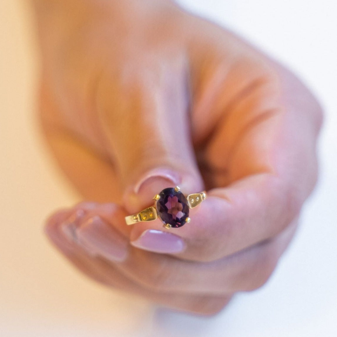 Amethyst Ring - 14k Solid Gold