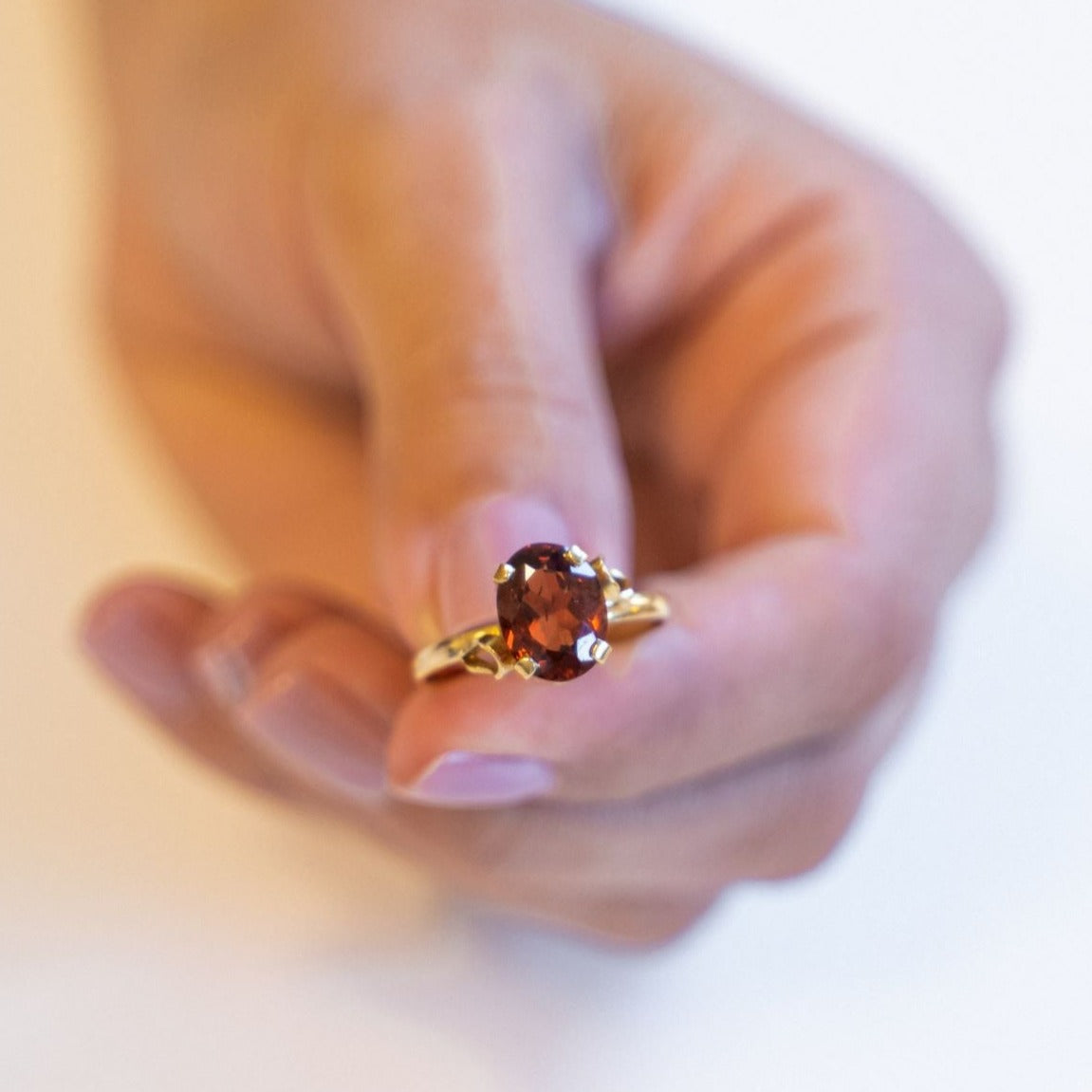 Garnet Ring - Solid 14k Gold