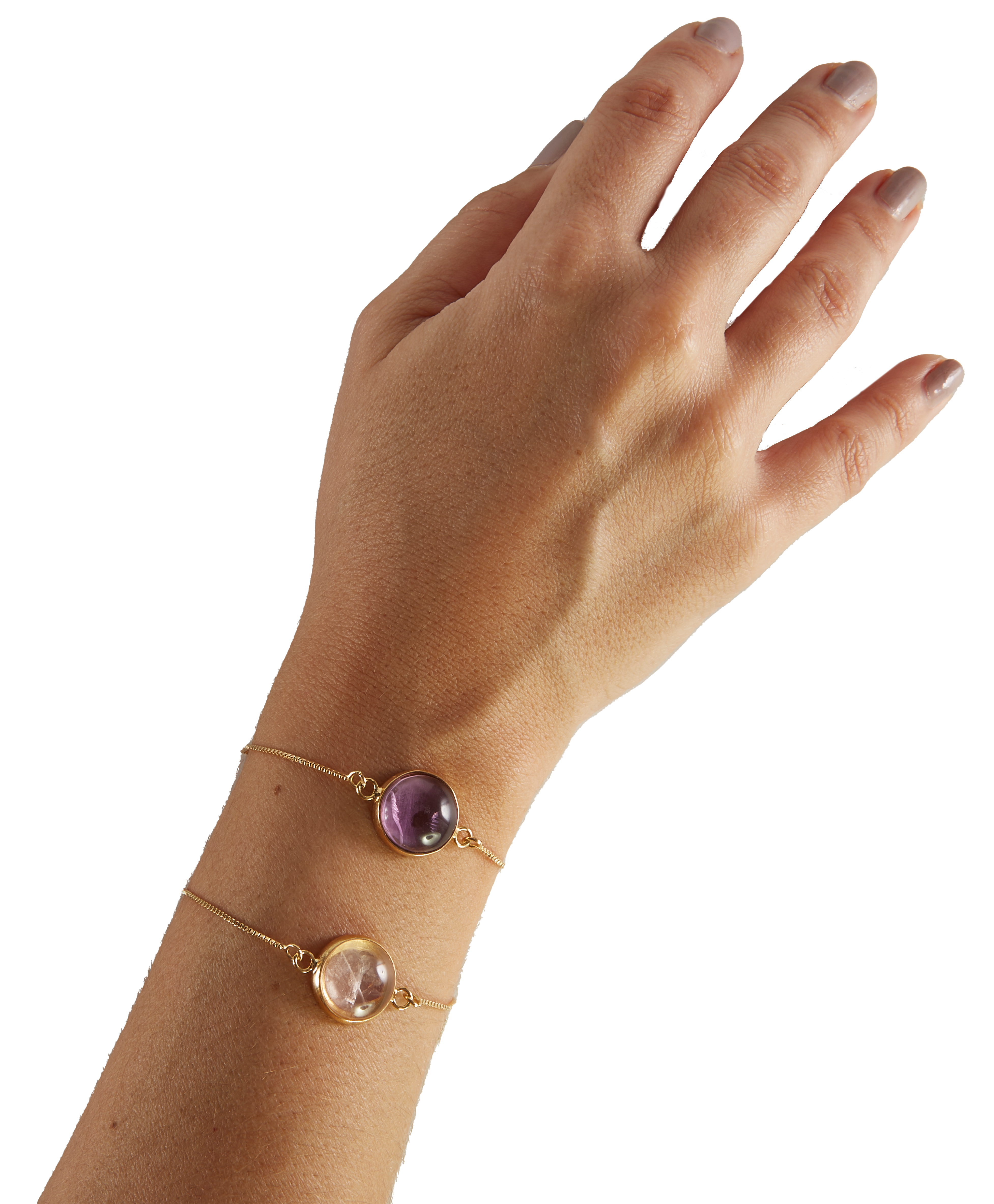 Amethyst & Rose Quartz - Mini Moon - Bracelet - Gold Plated
