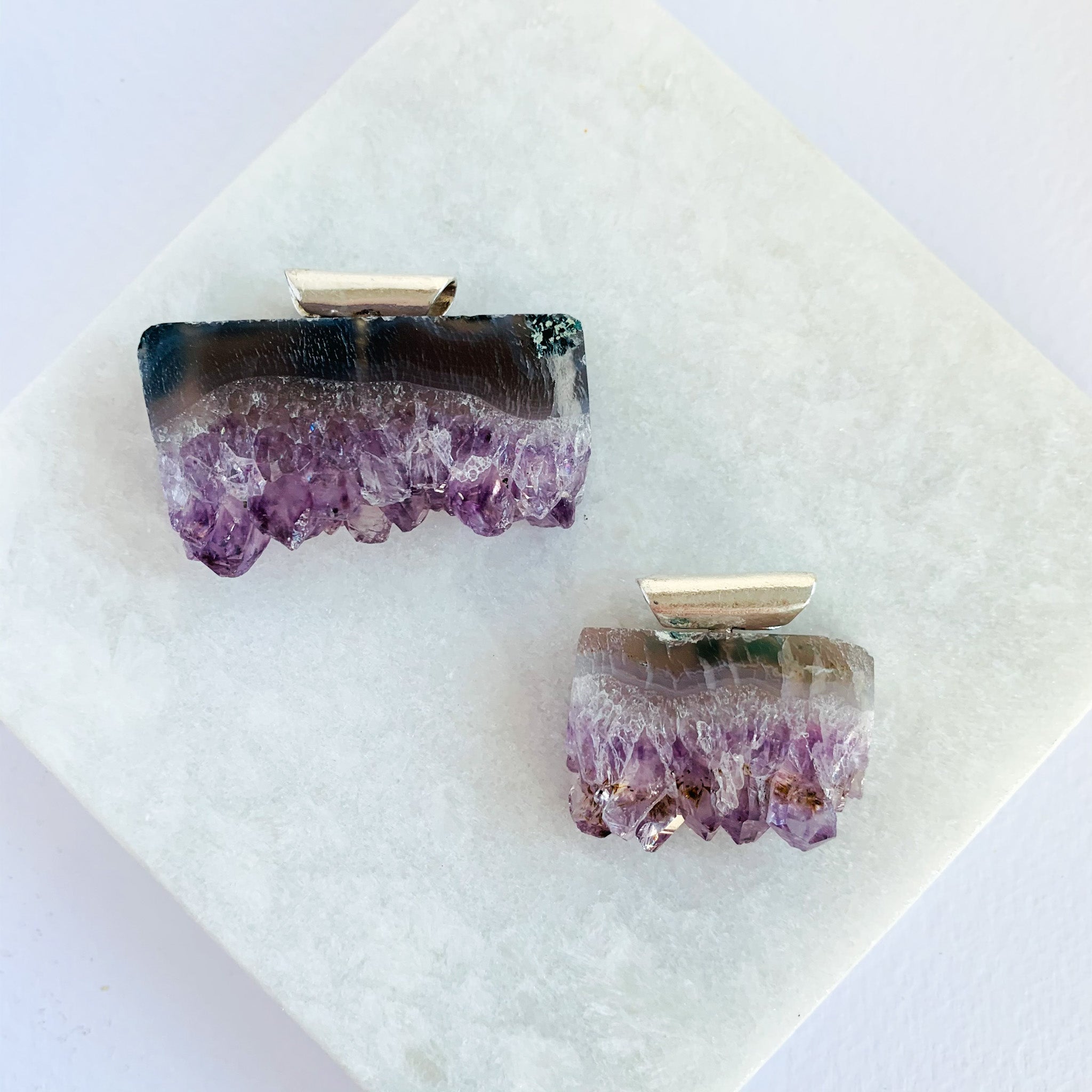 Raw Amethyst Pendant - Silver Plated