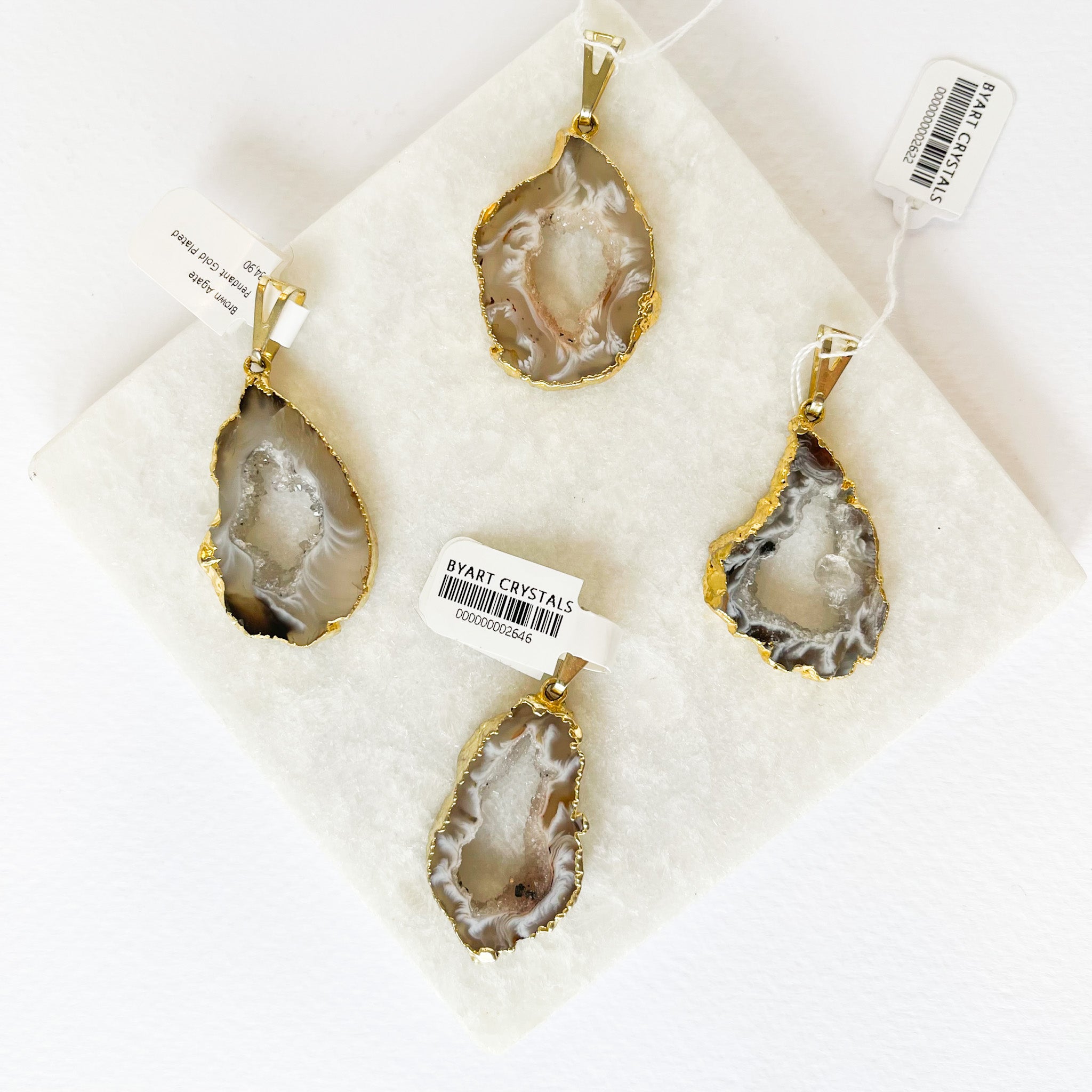 Brown & Black Agate - Pendant - Your Mini Universe - Gold Plated