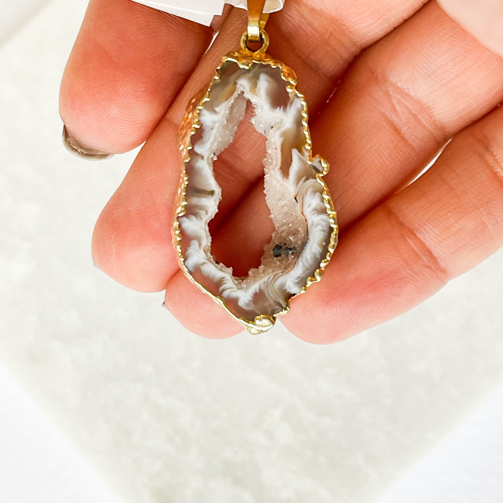 Brown & Black Agate - Pendant - Your Mini Universe - Gold Plated
