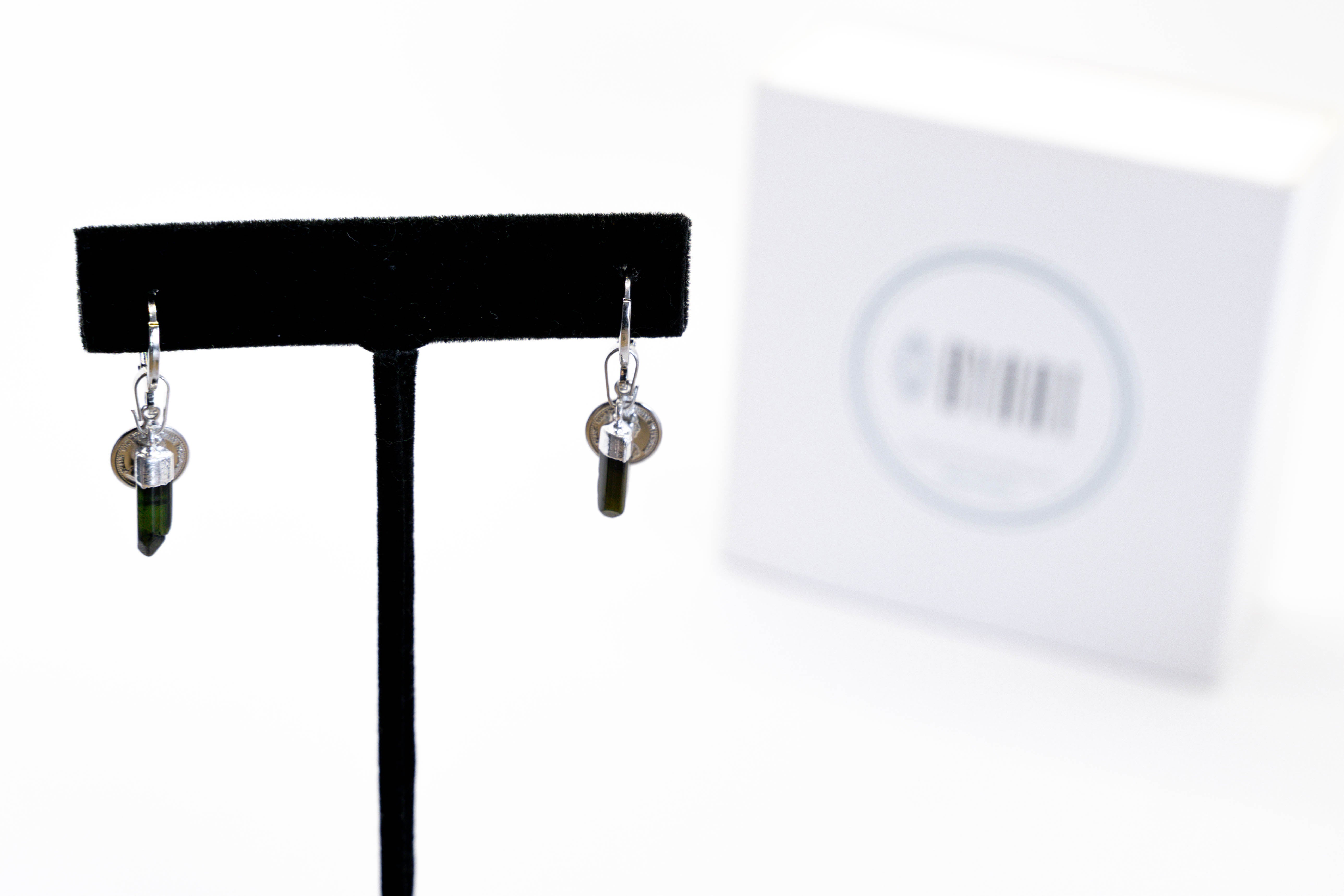 Green Tourmaline Earrings - Silver Plated