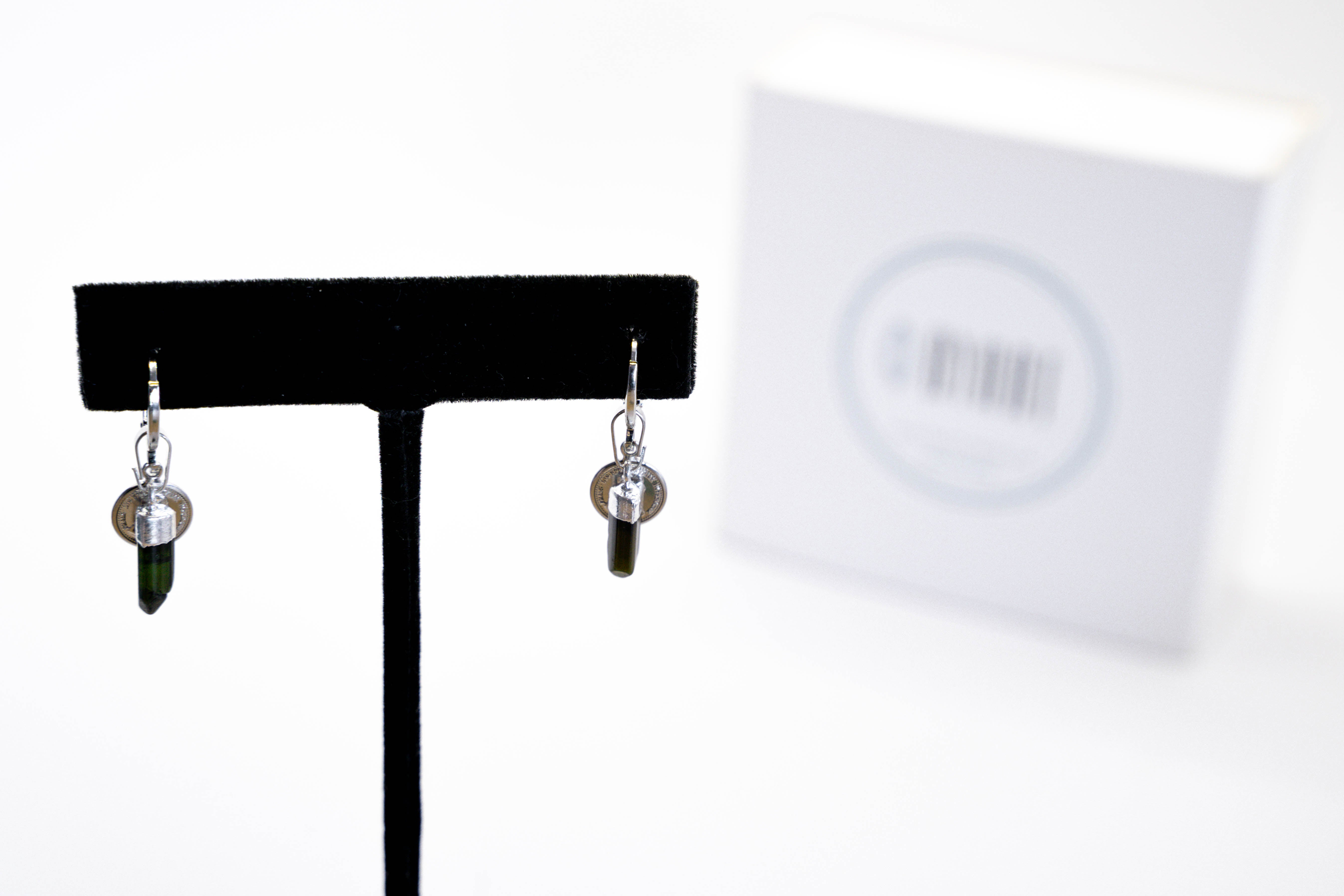 Green Tourmaline Earrings - Silver Plated