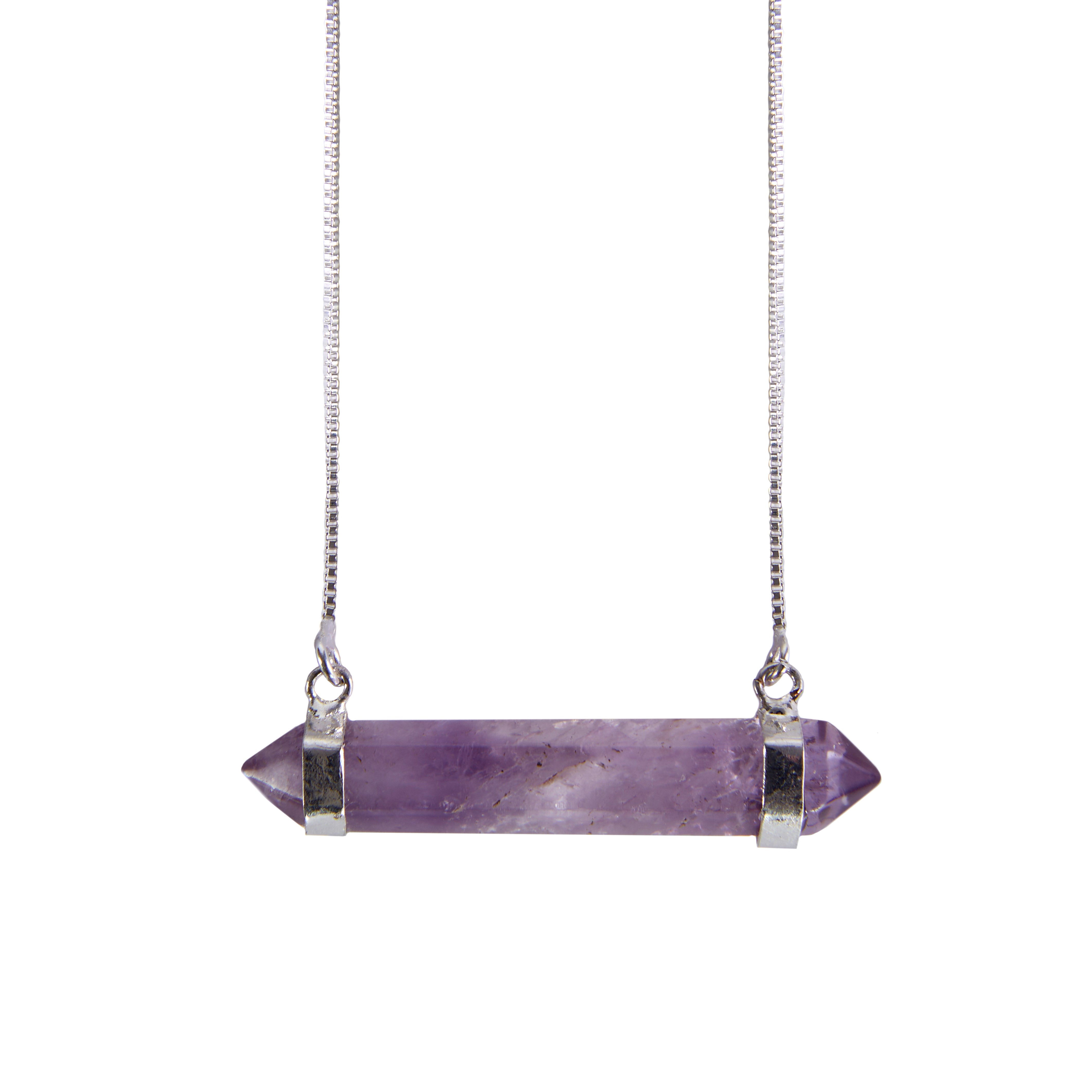 Various Stones - Two Pointed Horizontal - Necklace - Silver Plated