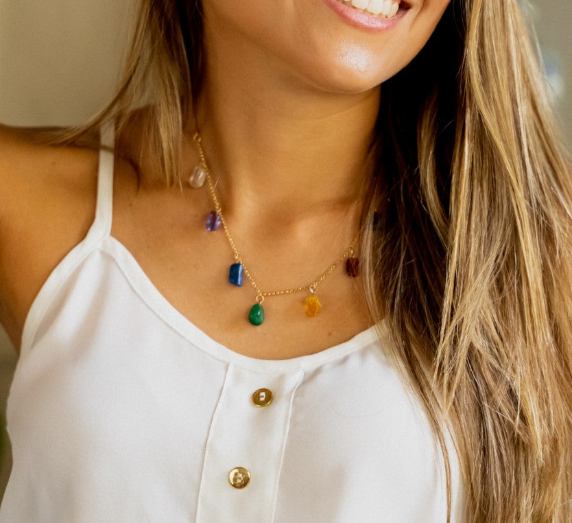 7 Chakras Choker Necklace 18k Gold Plated