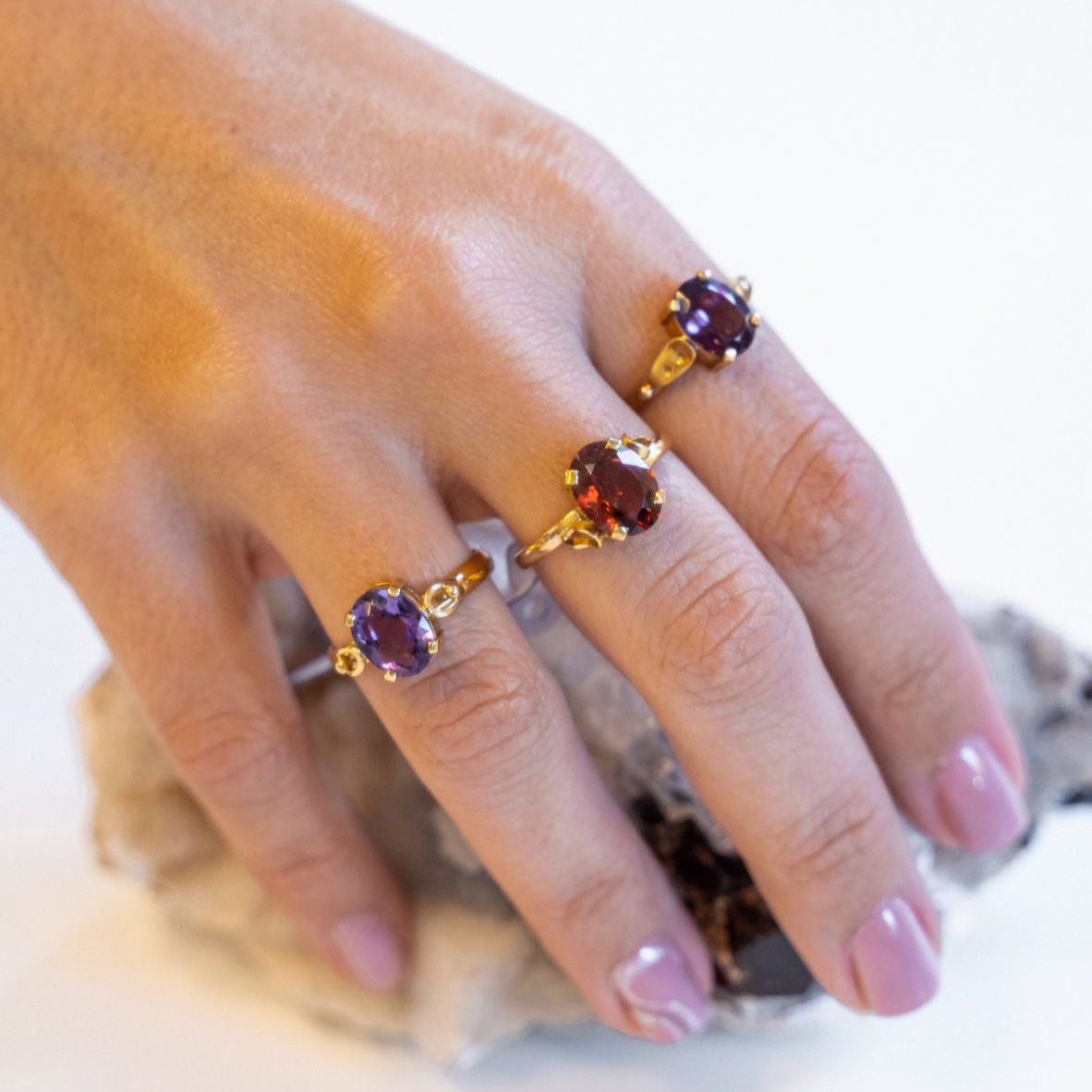 Garnet Ring - Solid 14k Gold