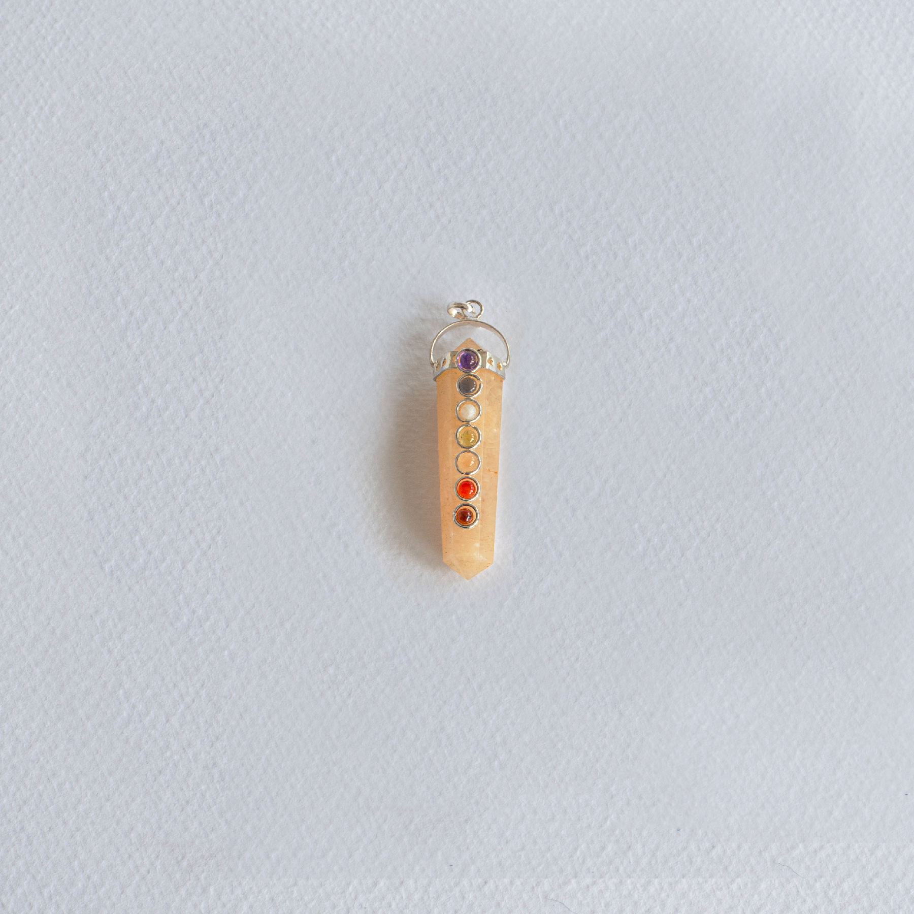 7 Chakras Pendant Round Base - Silver