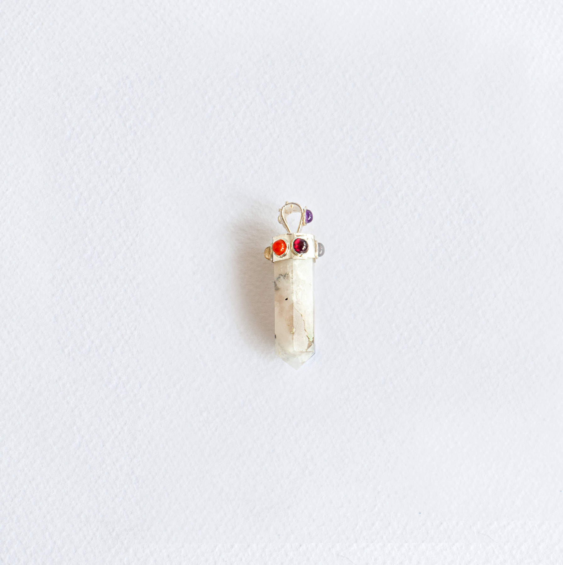 7 Chakras Pendant Round Base - Silver