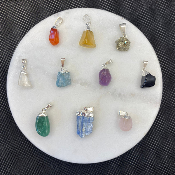 Mini Pendant Crystals - Silver Plated
