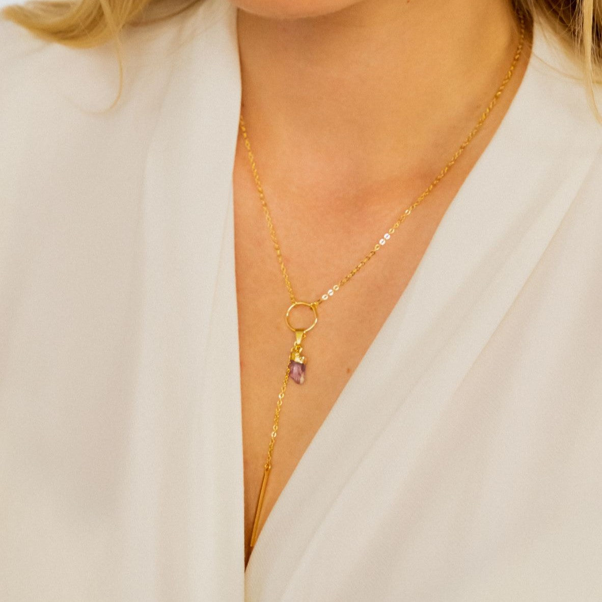 Pink Tourmaline - Pristine Necklace - Gold Plated
