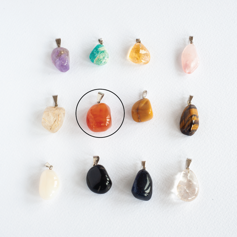Various Tumbled Stones Pendants - Silver Plated