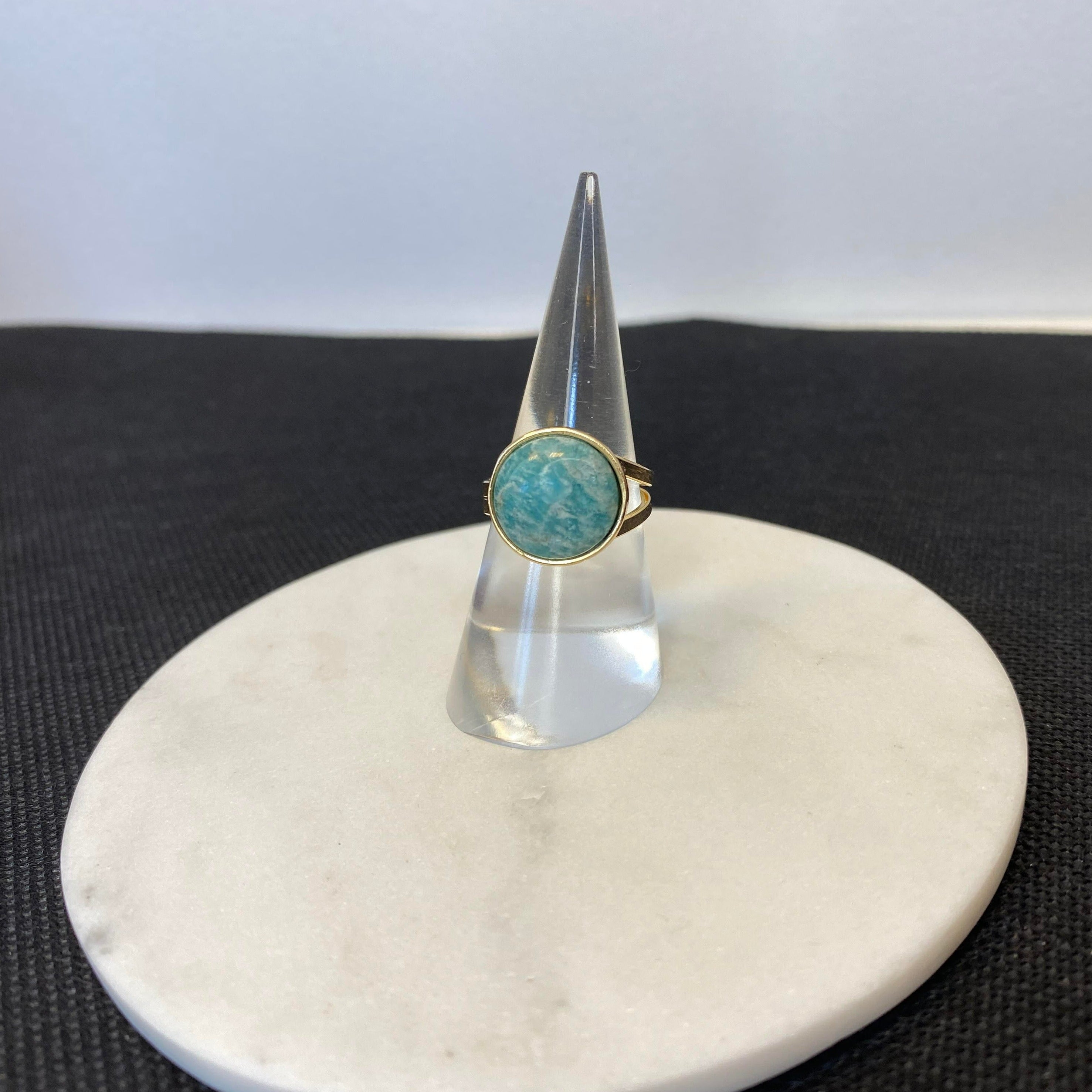 Crystal Cabuchon Adjustable Ring - Gold Plated