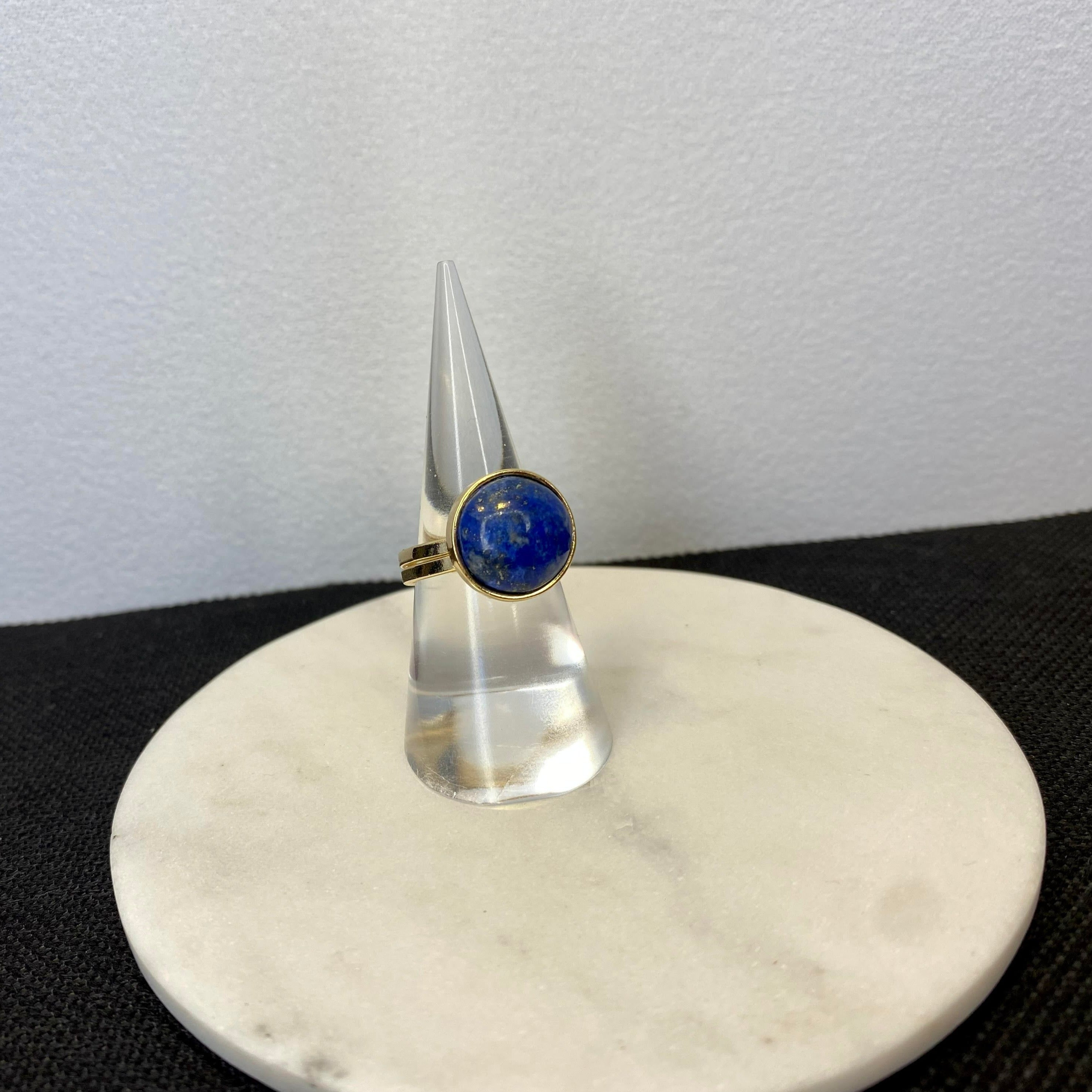 Crystal Cabuchon Adjustable Ring - Gold Plated