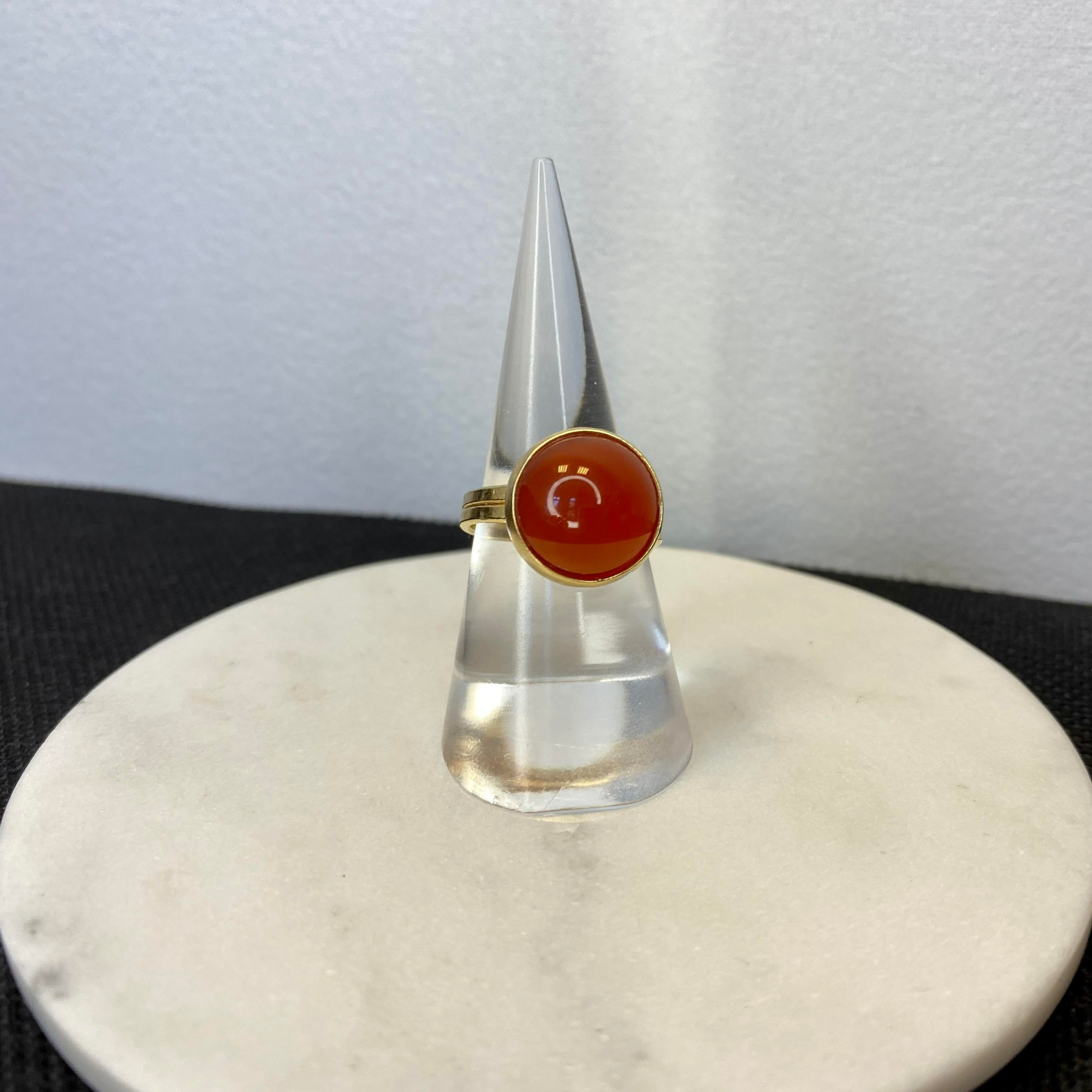 Crystal Cabuchon Adjustable Ring - Gold Plated