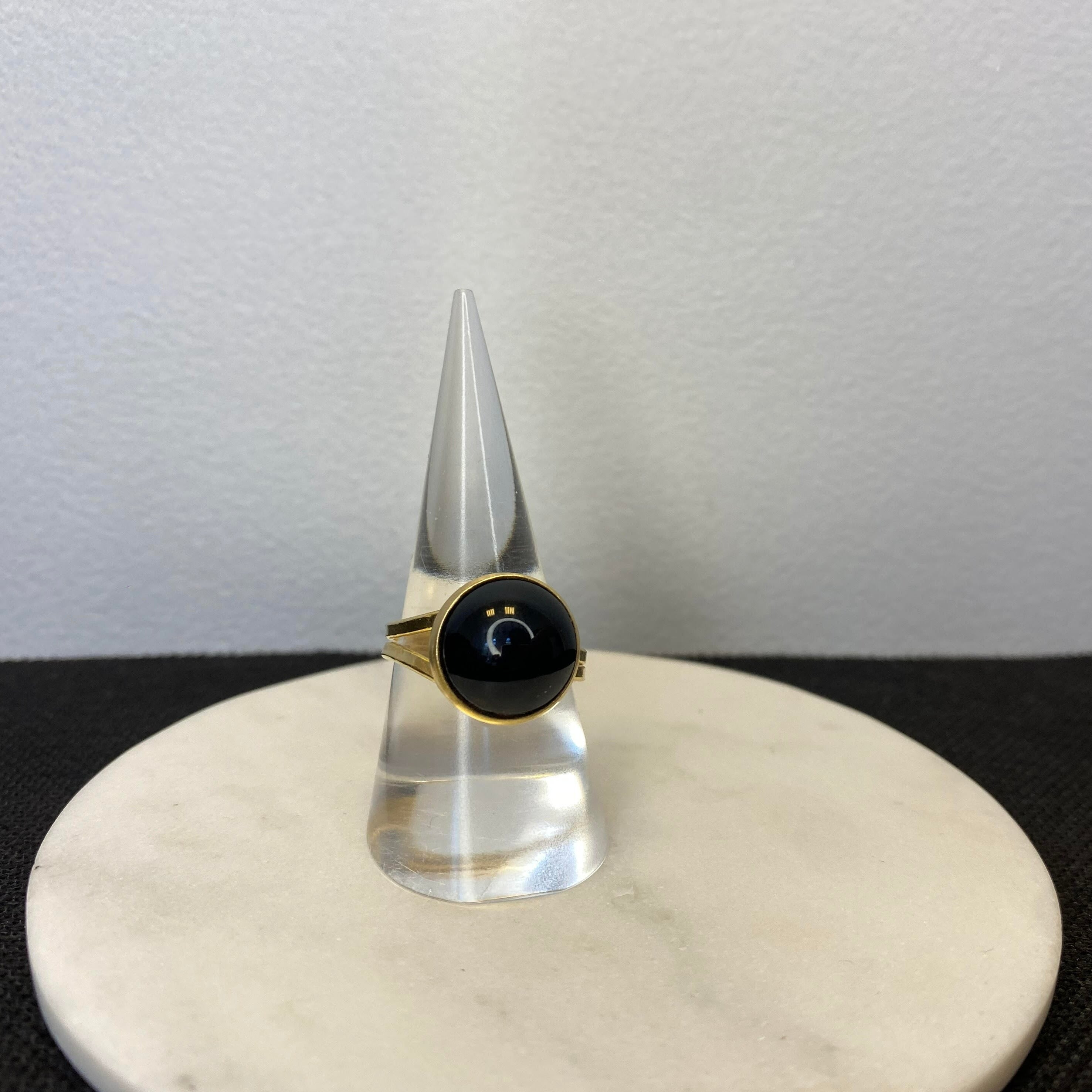 Crystal Cabuchon Adjustable Ring - Gold Plated