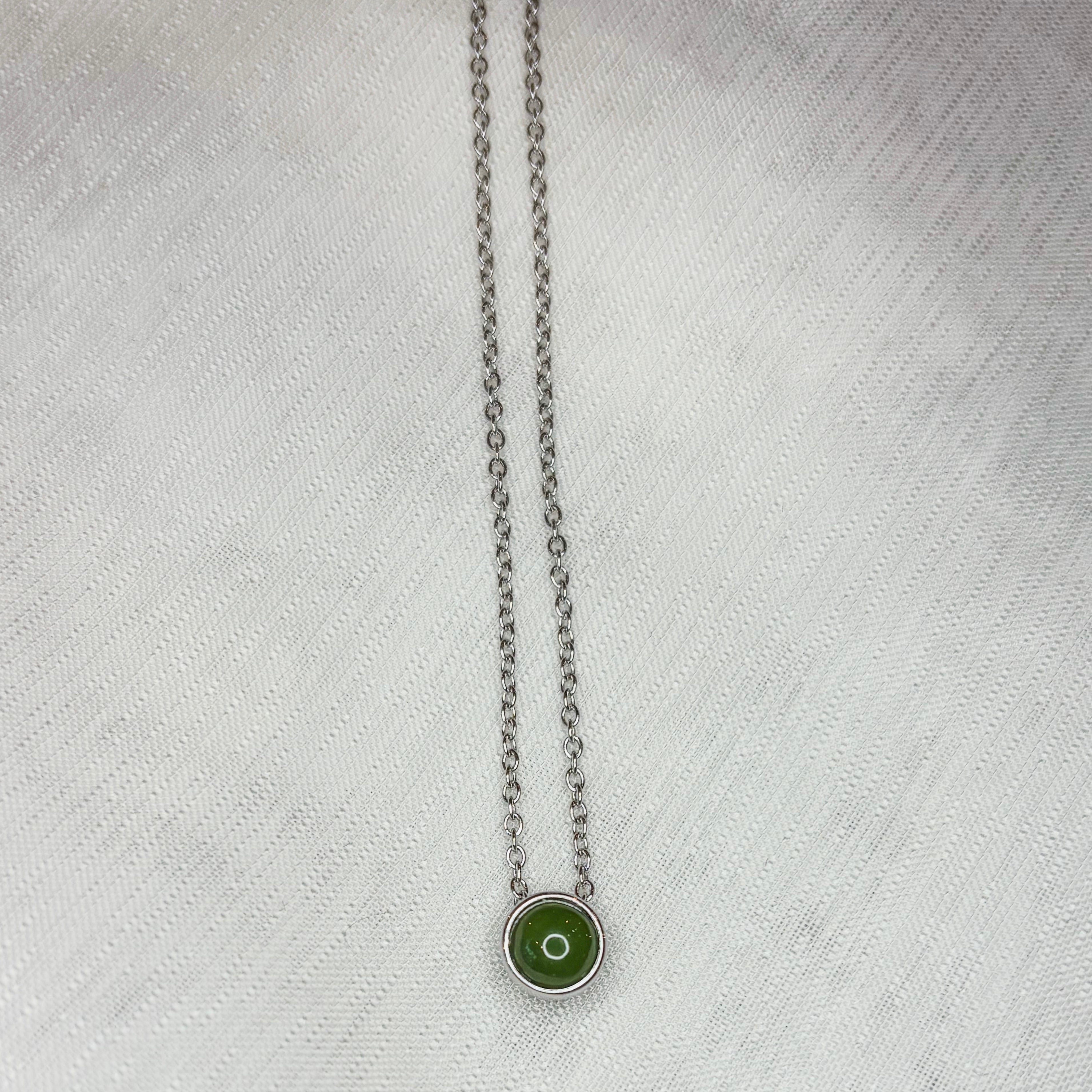 Jade Oval Necklace - Vermeil and Sterling Silver Options