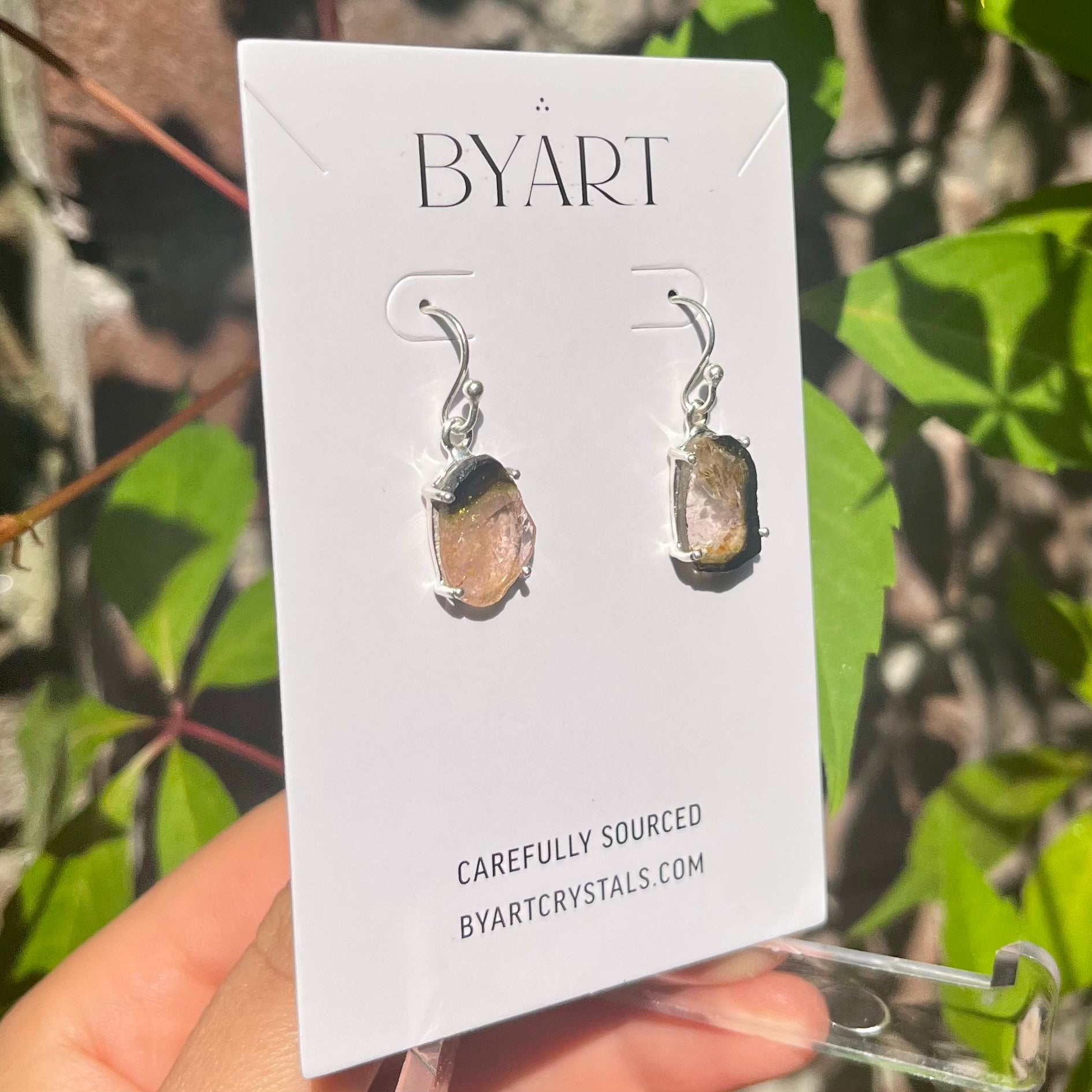 Watermelon Tourmaline Earrings - Sterling Silver