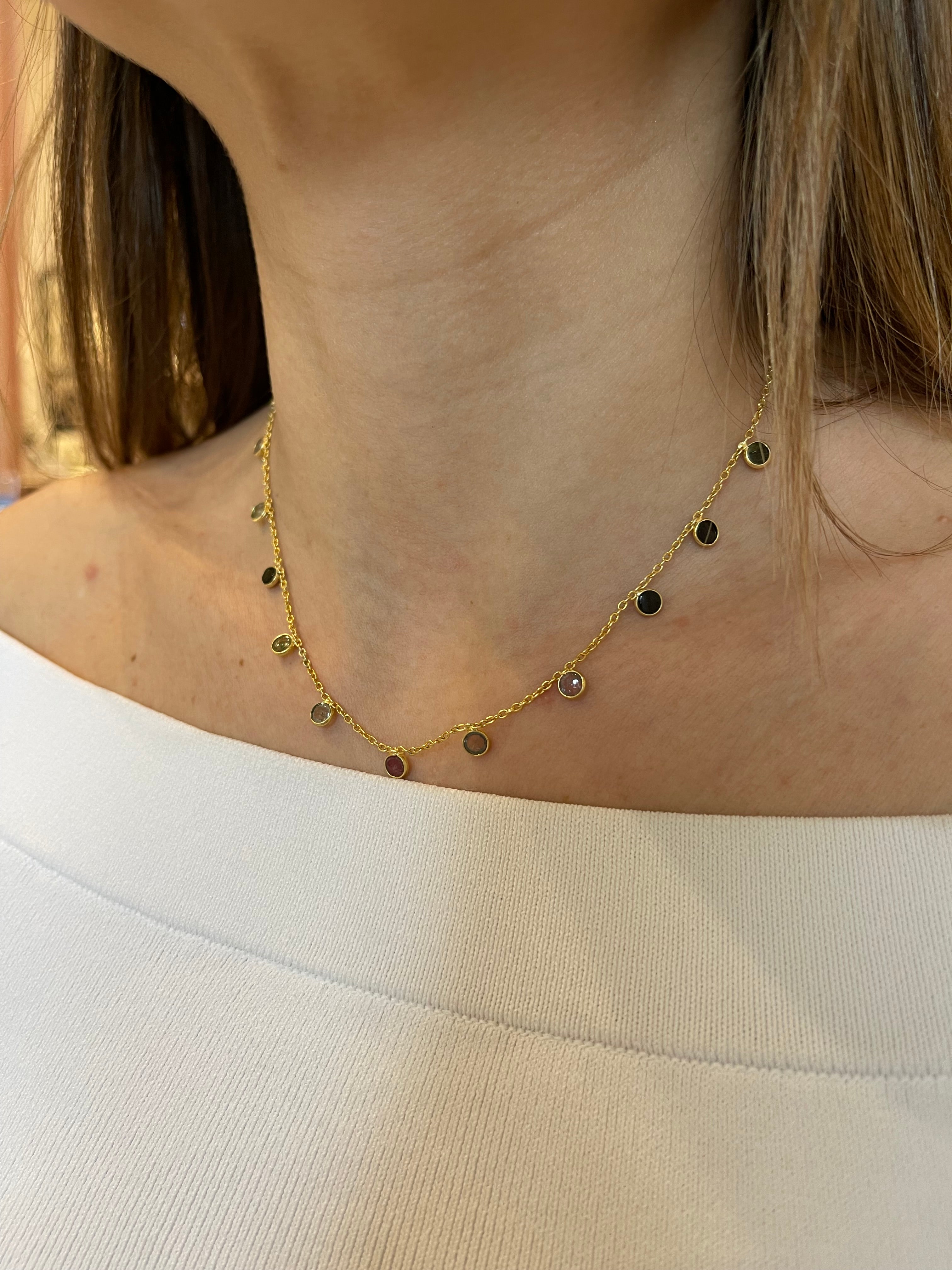 Several Tourmalines Choker - Gold Plated