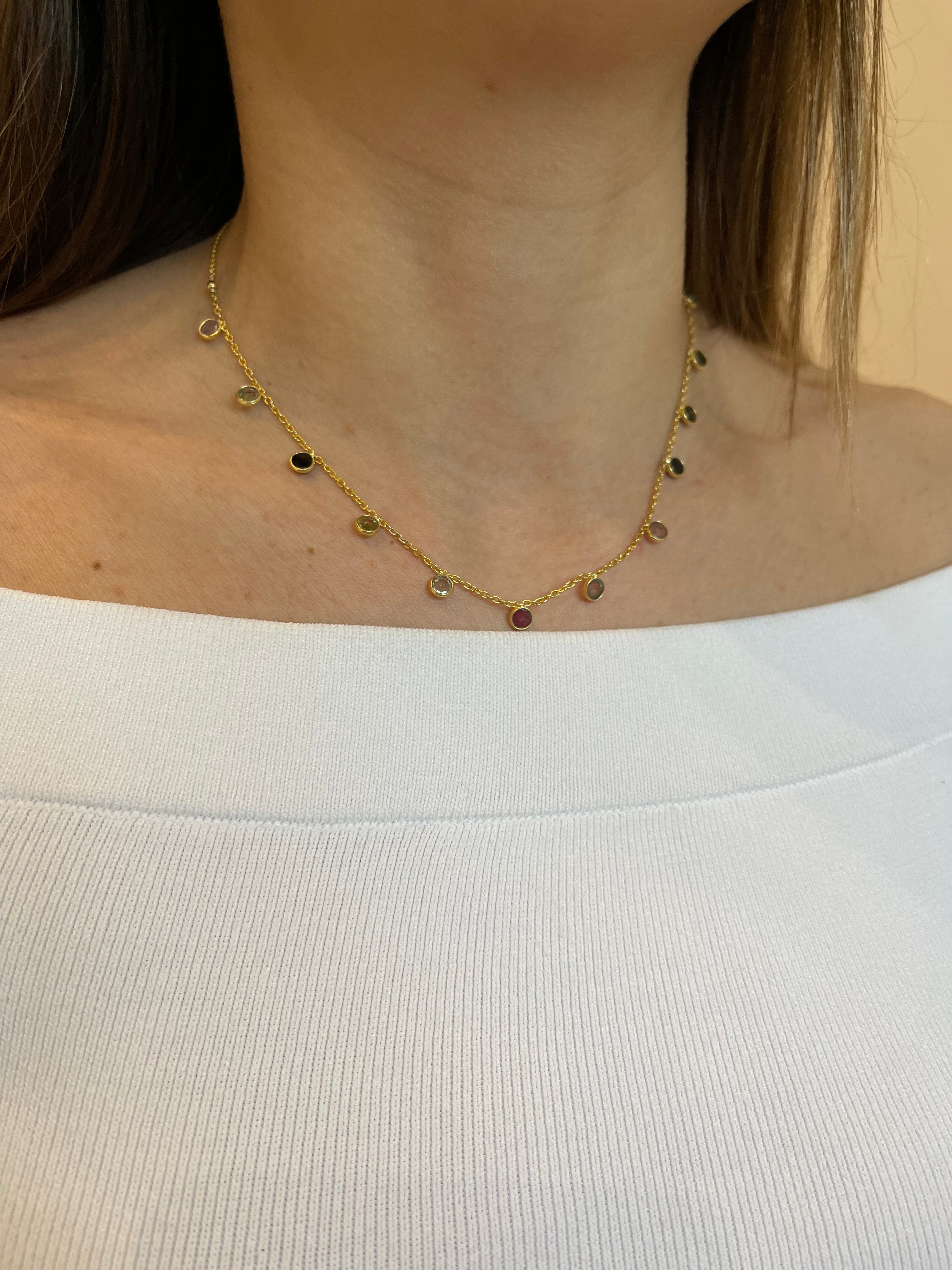 Several Tourmalines Choker - Gold Plated