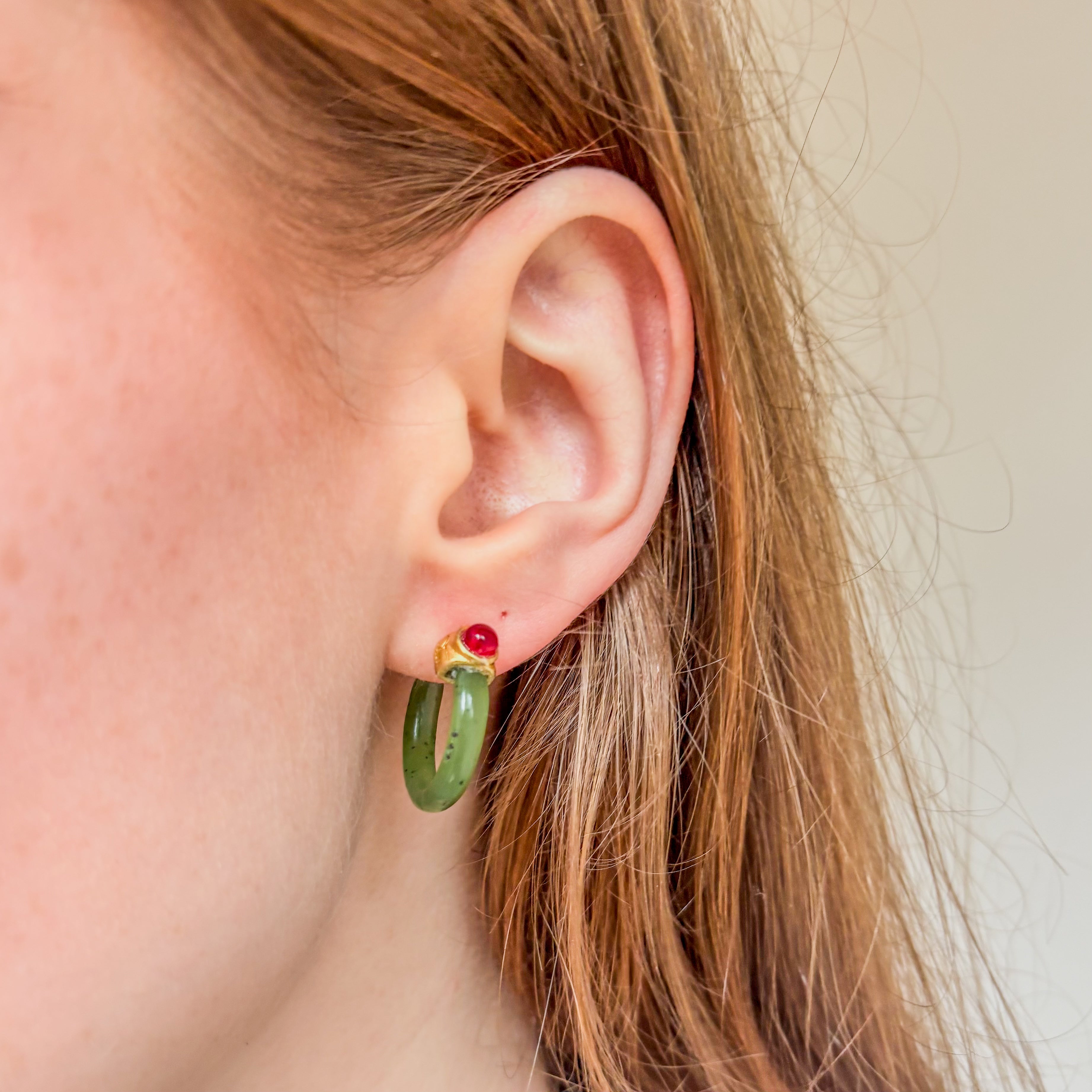 Nephrite Jade Hoops Earrings