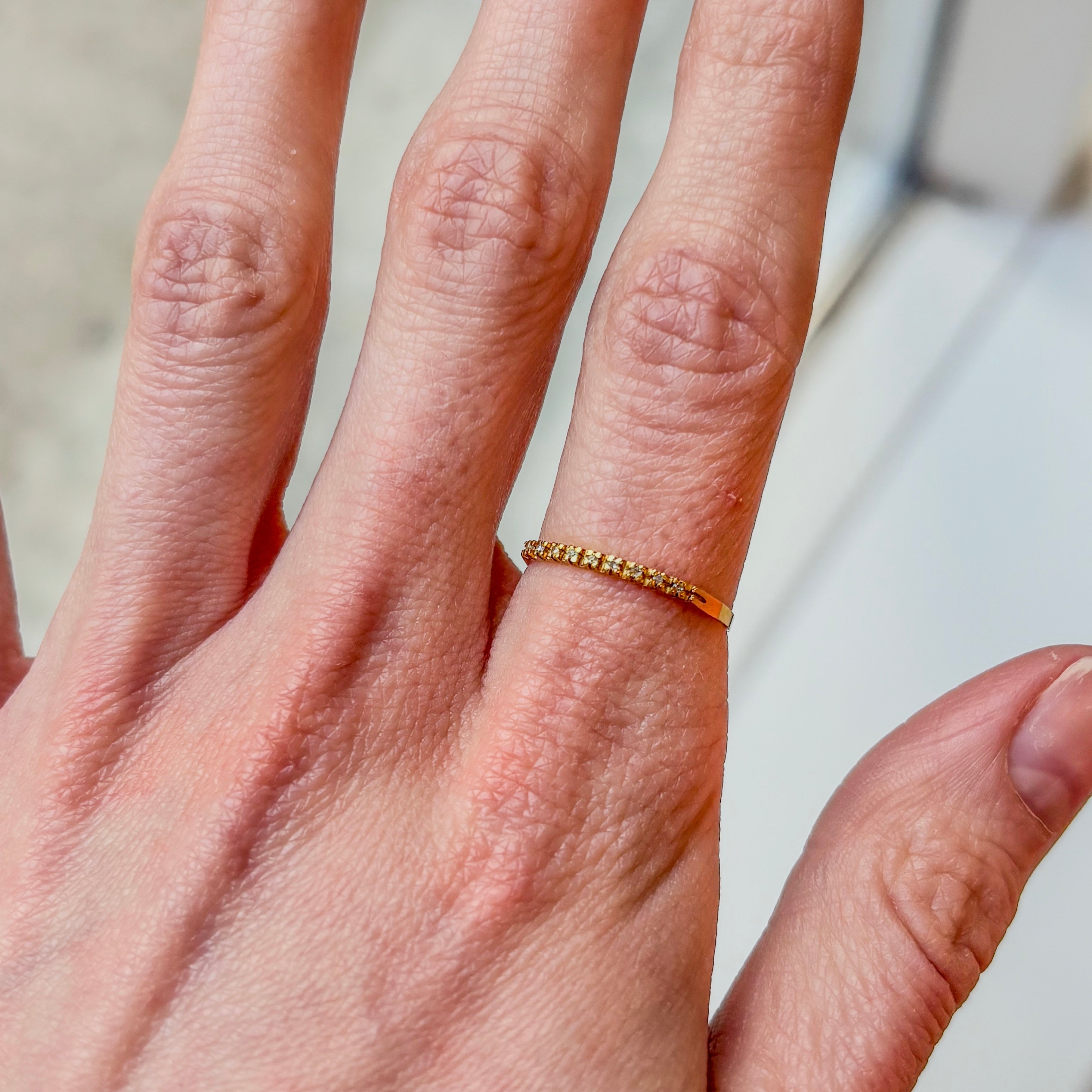 Half Eternity Band Diamonds Ring - 18k Solid Gold