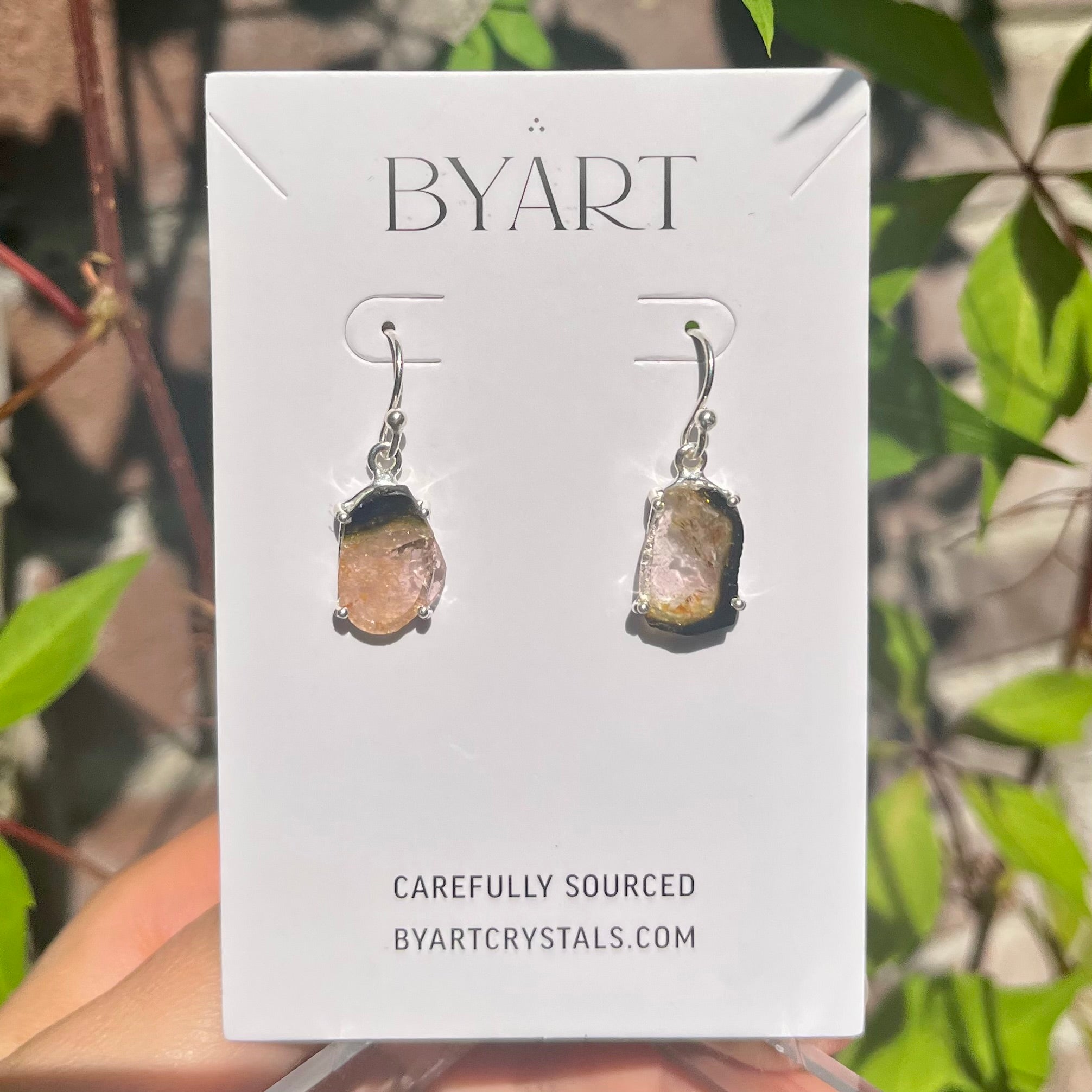 Watermelon Tourmaline Earrings - Sterling Silver