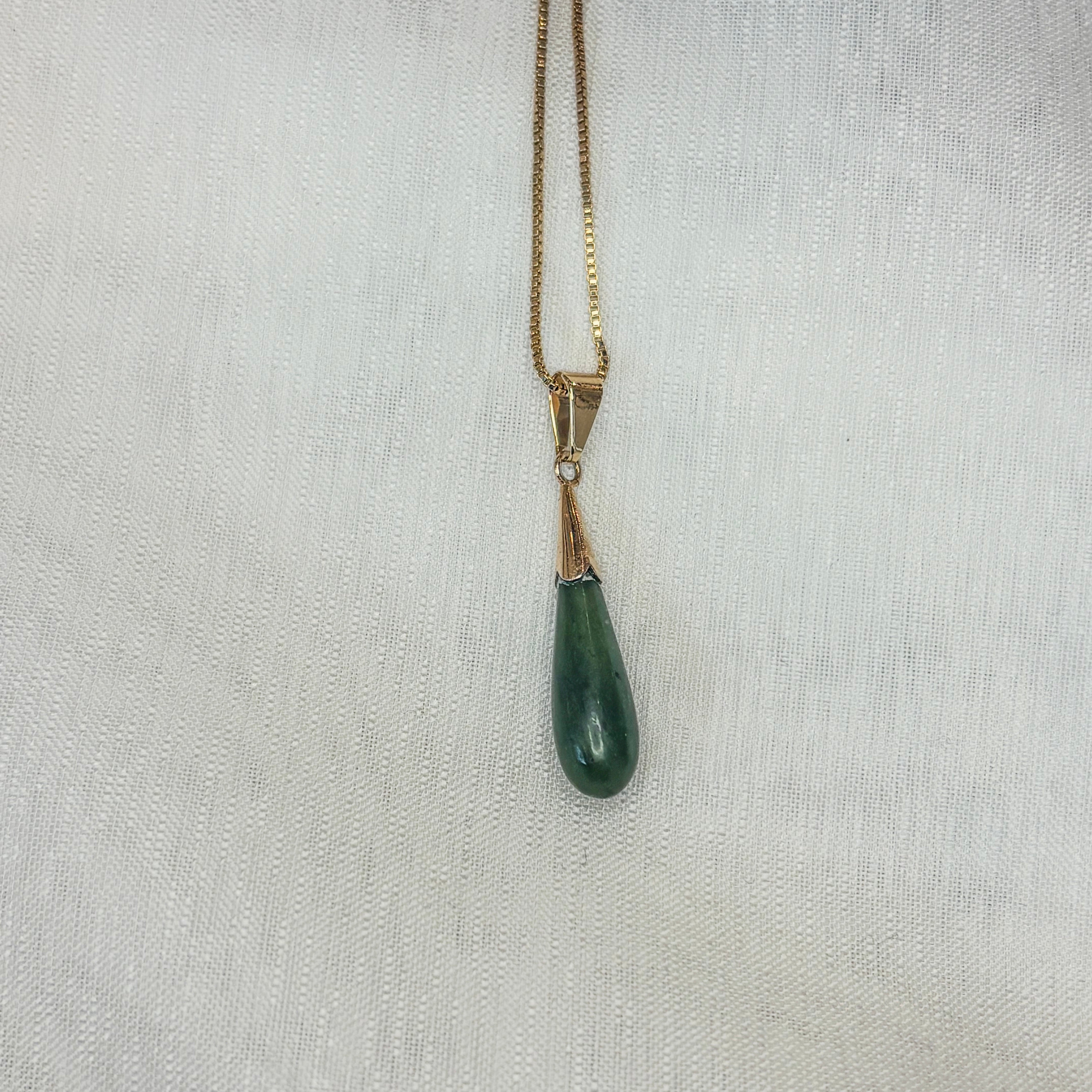 Jade Pendant -Drop - Gold Plated