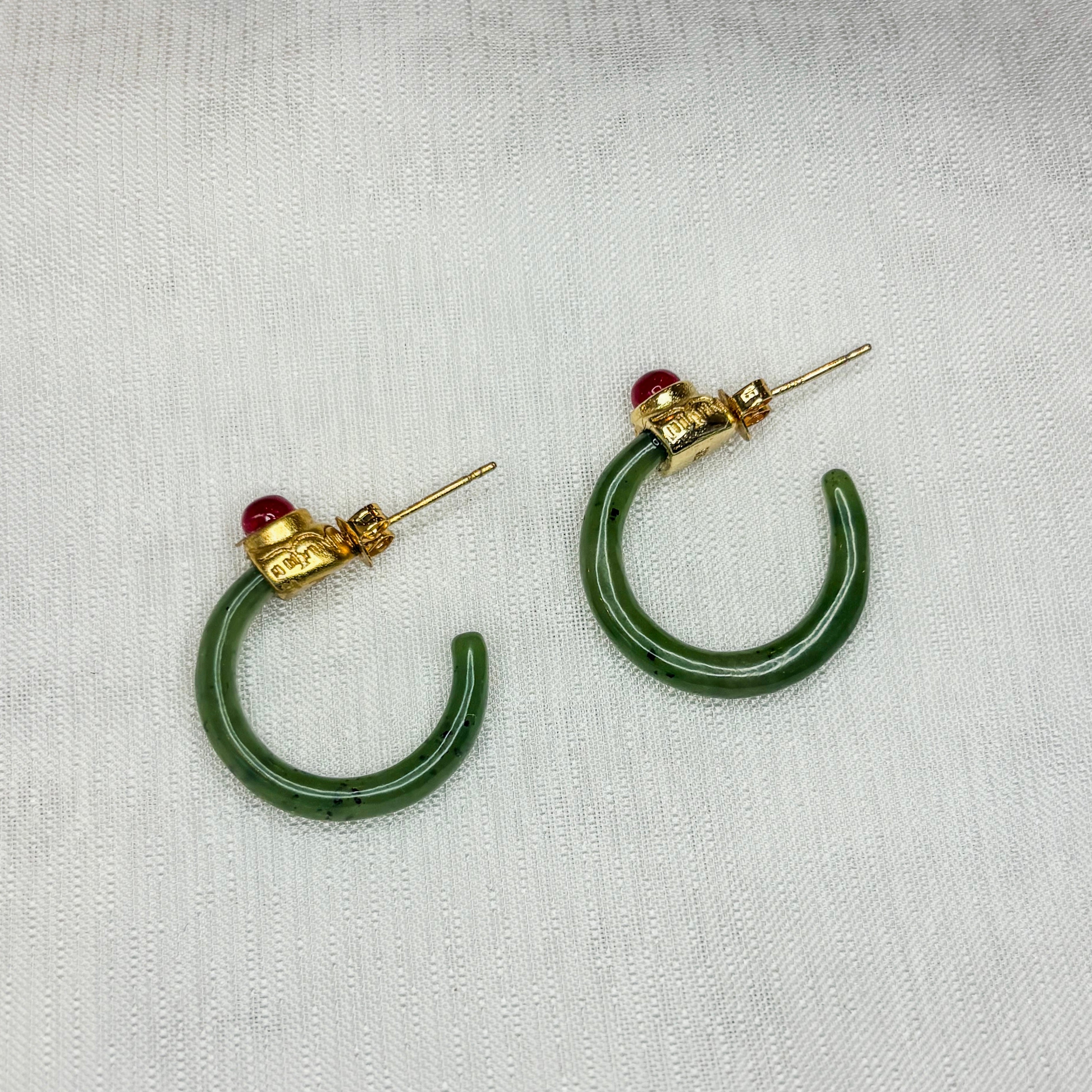 Nephrite Jade Hoops Earrings