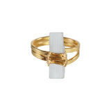 Selenite - Wrapped Raw Ring - Adjustable - Gold Plated