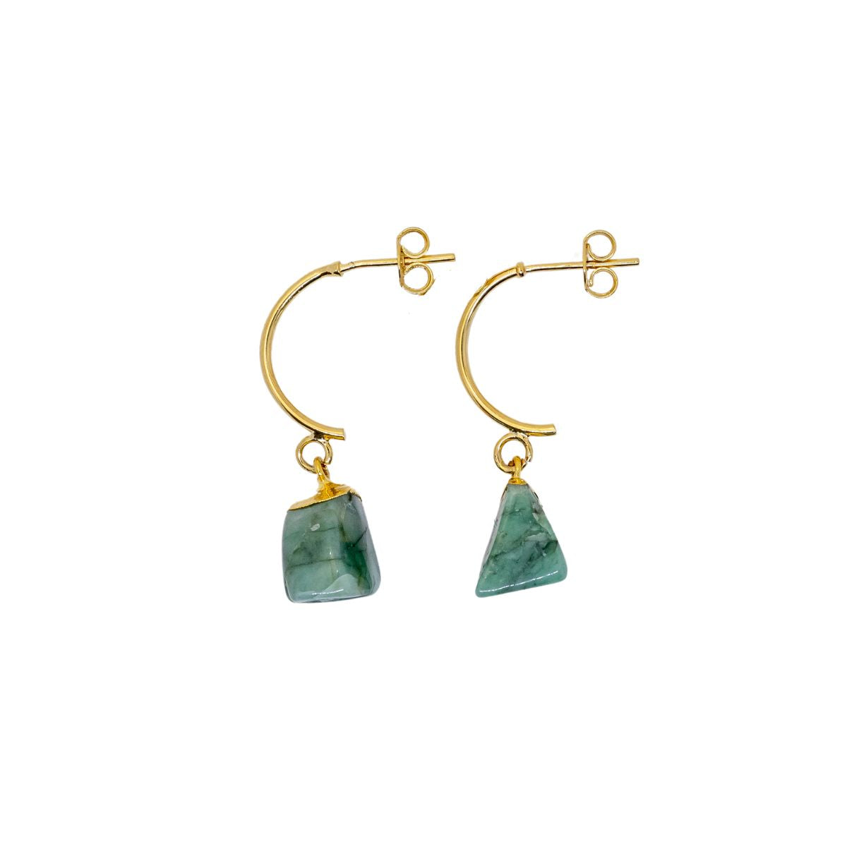 Emerald Half Moon Earrings - Gold Plated