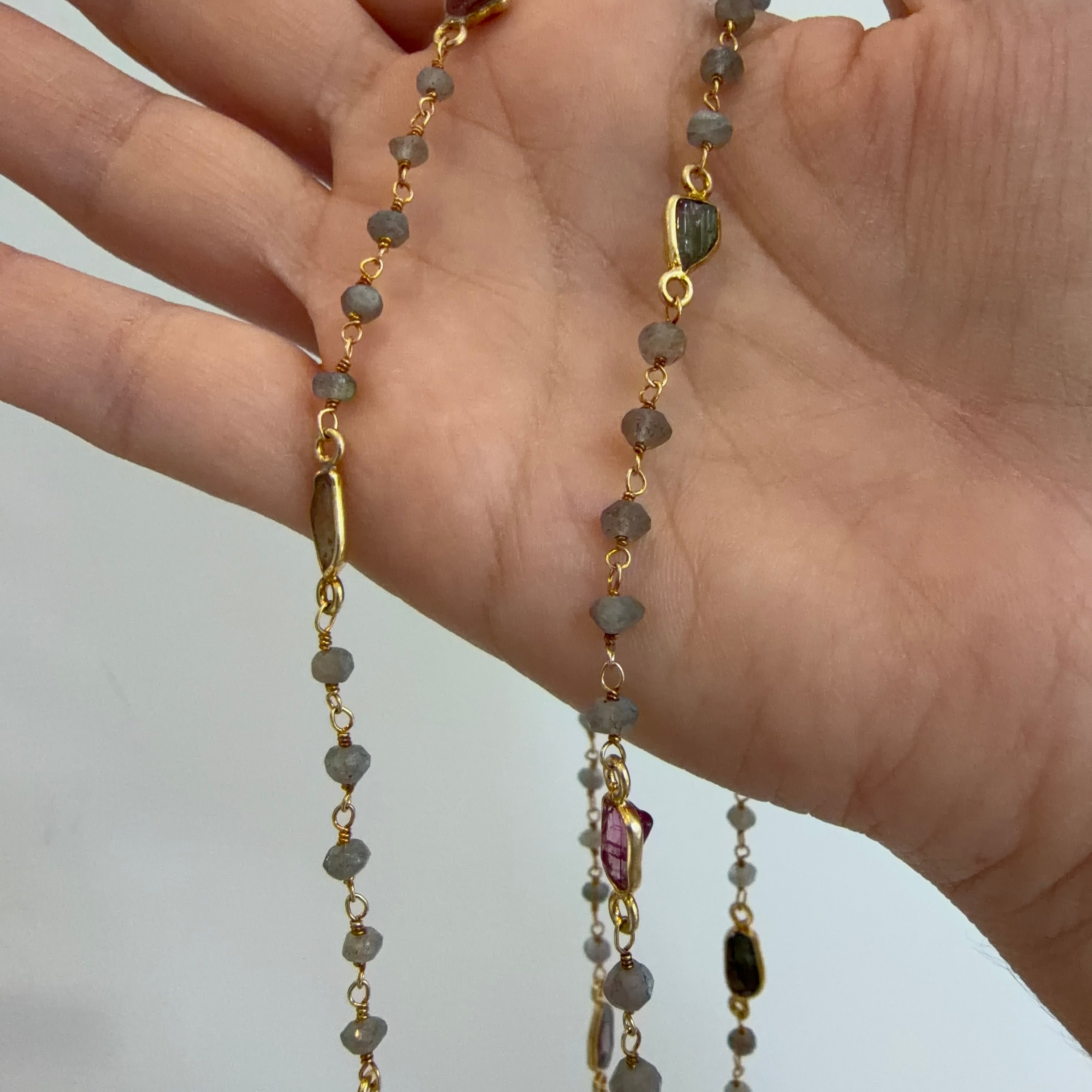 Necklace Labradorite and Tourmalines