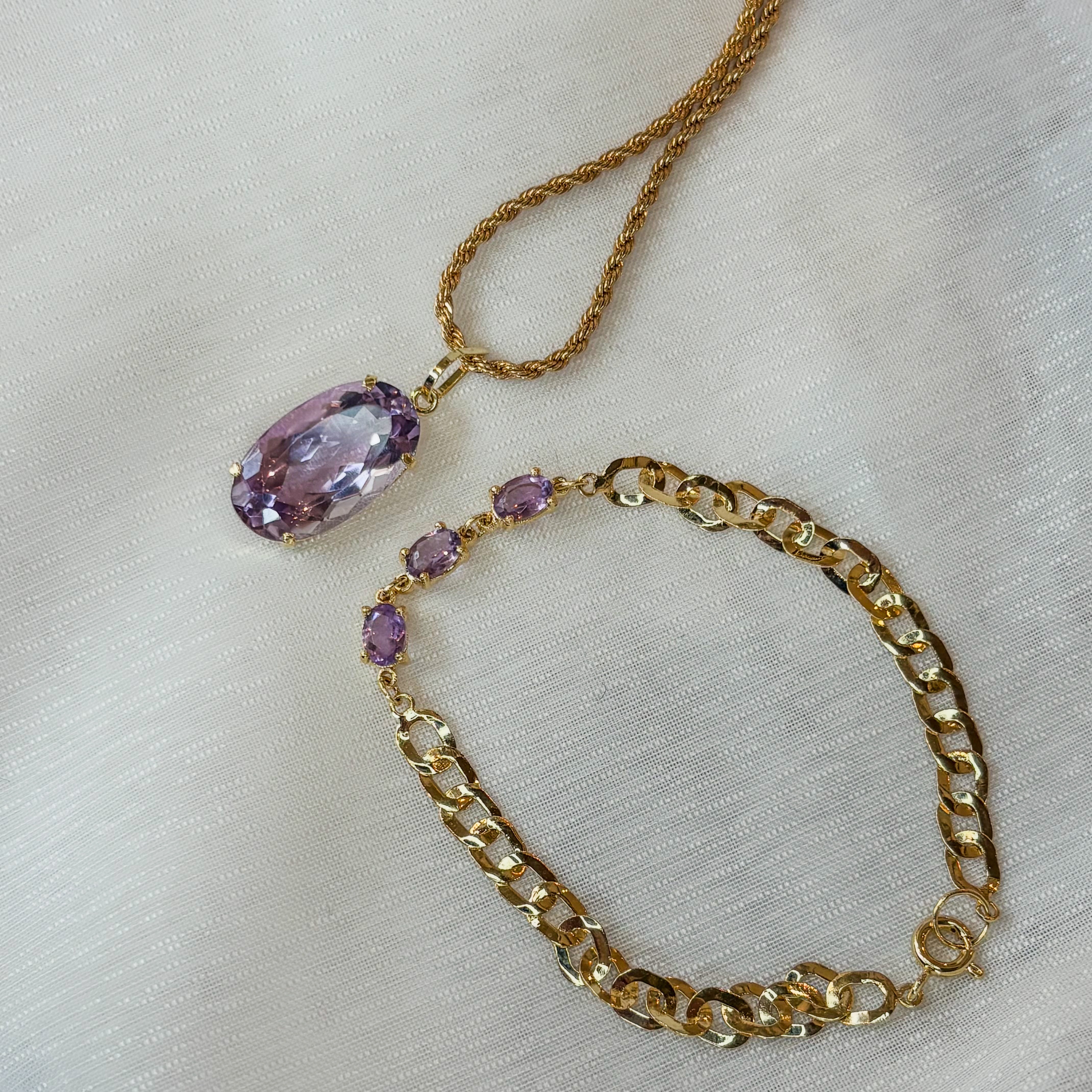 Amethyst Chain Link Bracelet - Vermeil