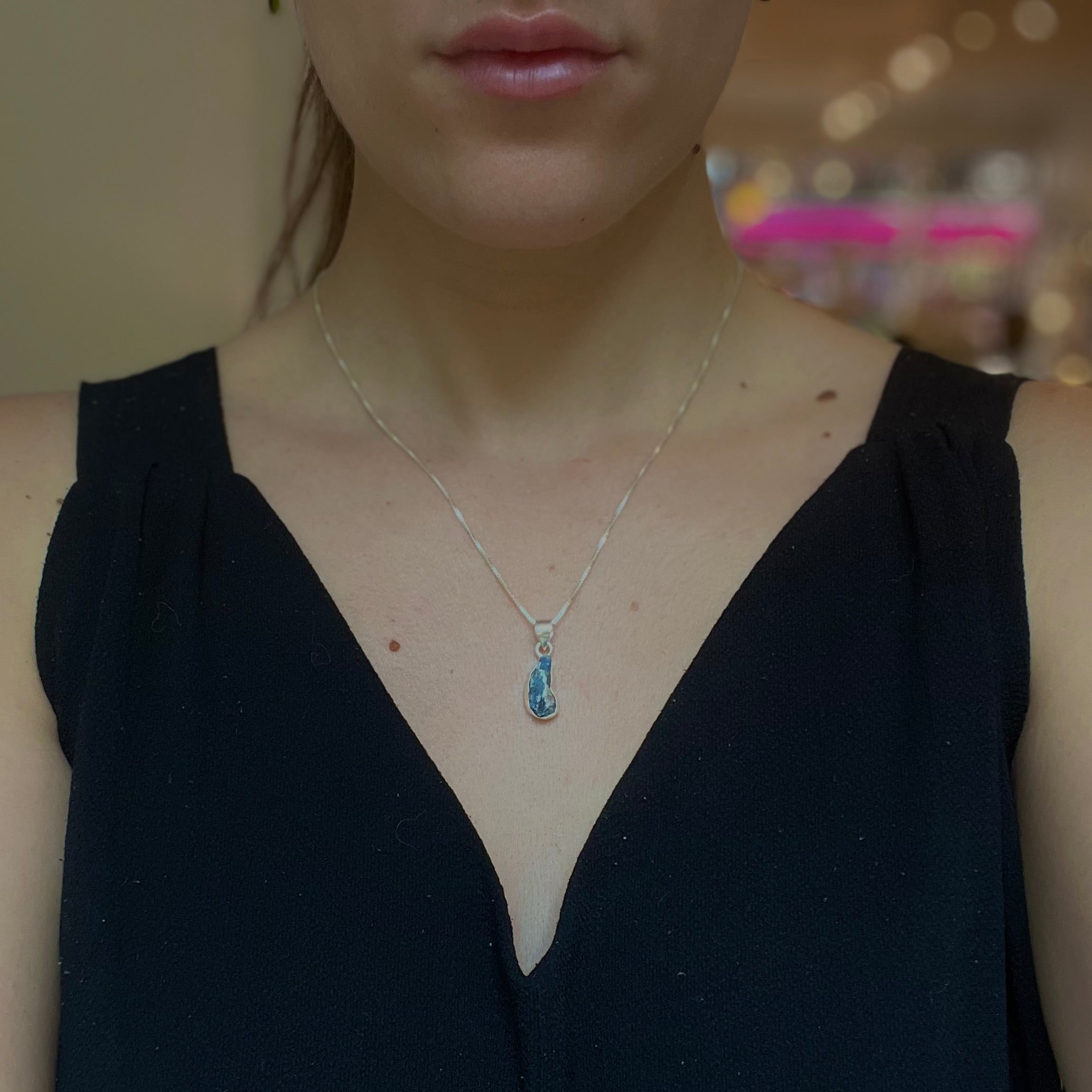 Blue Kyanite Necklace - Sterling Silver