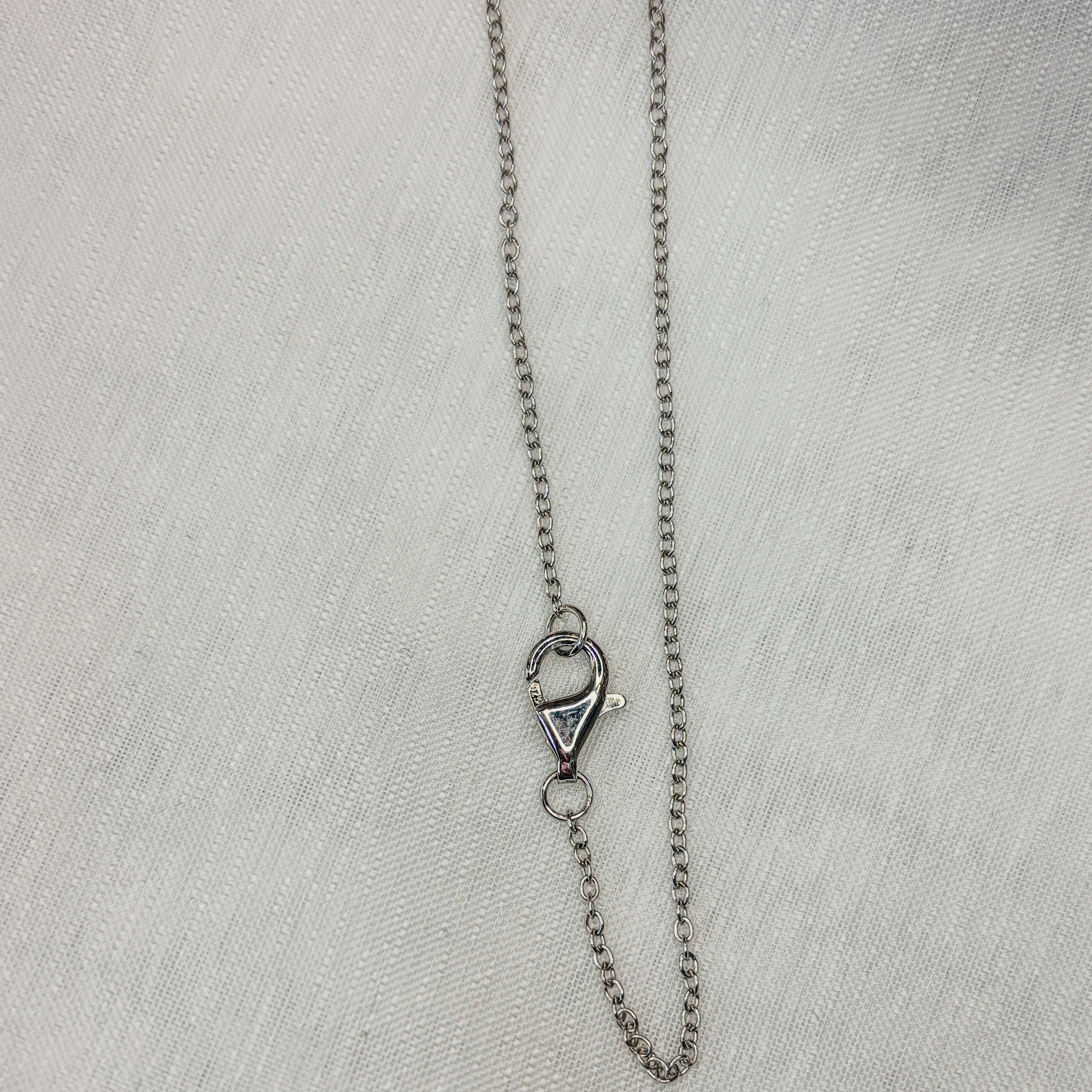 Jade and Zirconia Square Necklace -  Sterling Silver